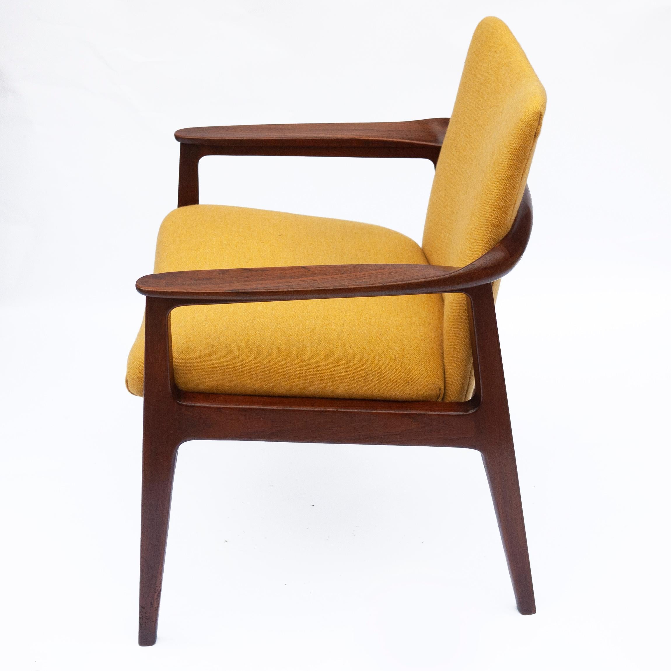 Mid-Century Teak Armchair with Yellow Upholstery by Sigvard Bernadotte 5