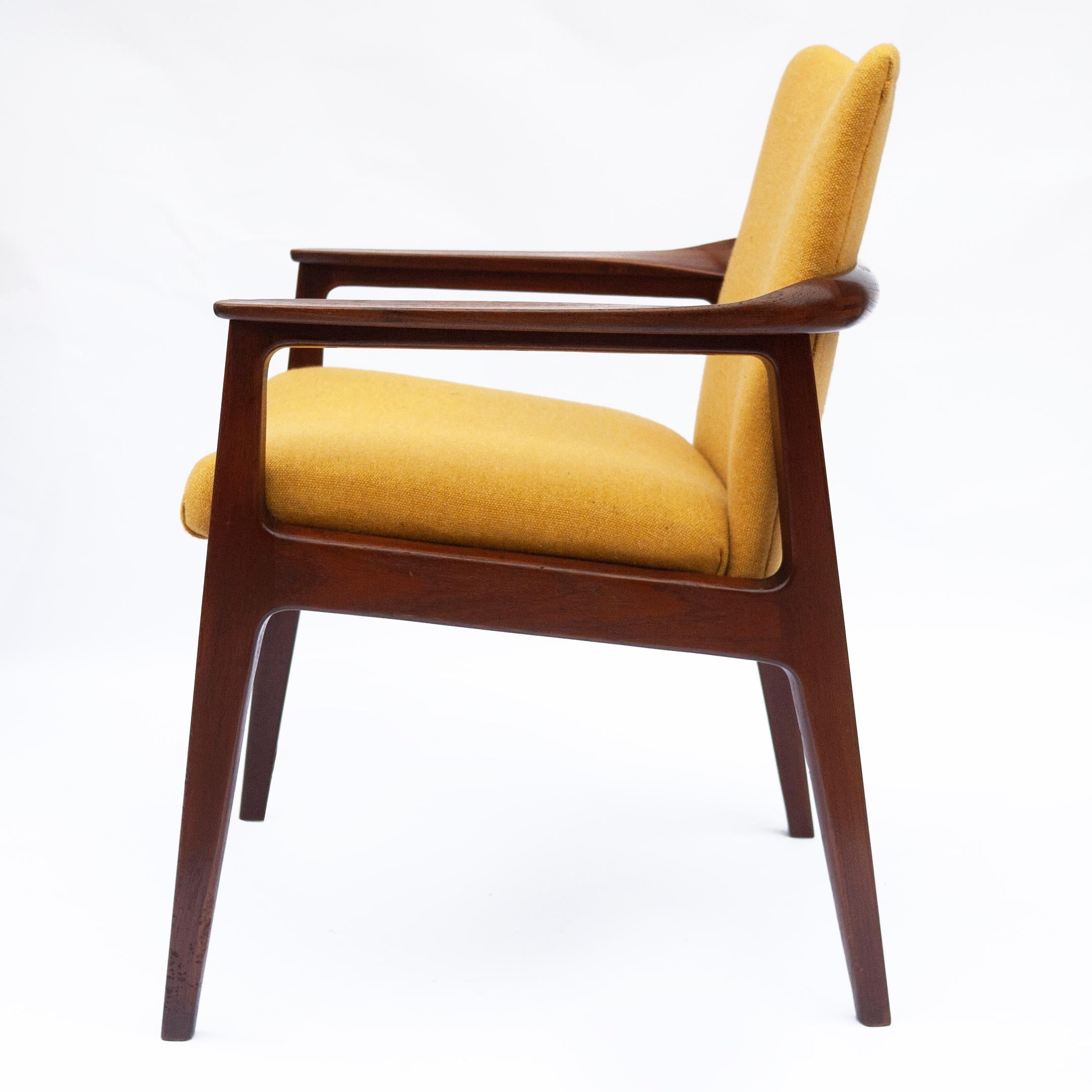 Mid-Century Teak Armchair with Yellow Upholstery by Sigvard Bernadotte 6