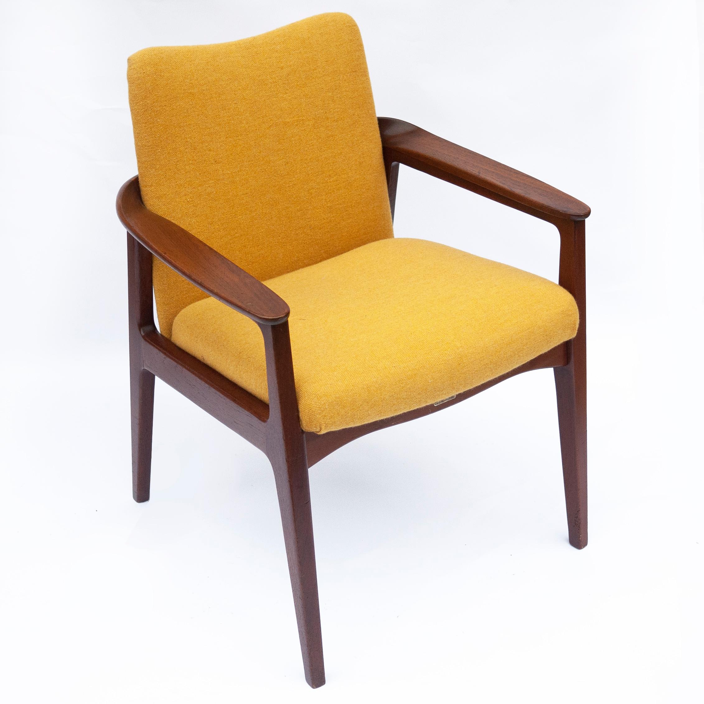 Mid-Century Teak Armchair with Yellow Upholstery by Sigvard Bernadotte In Good Condition In Chesham, GB