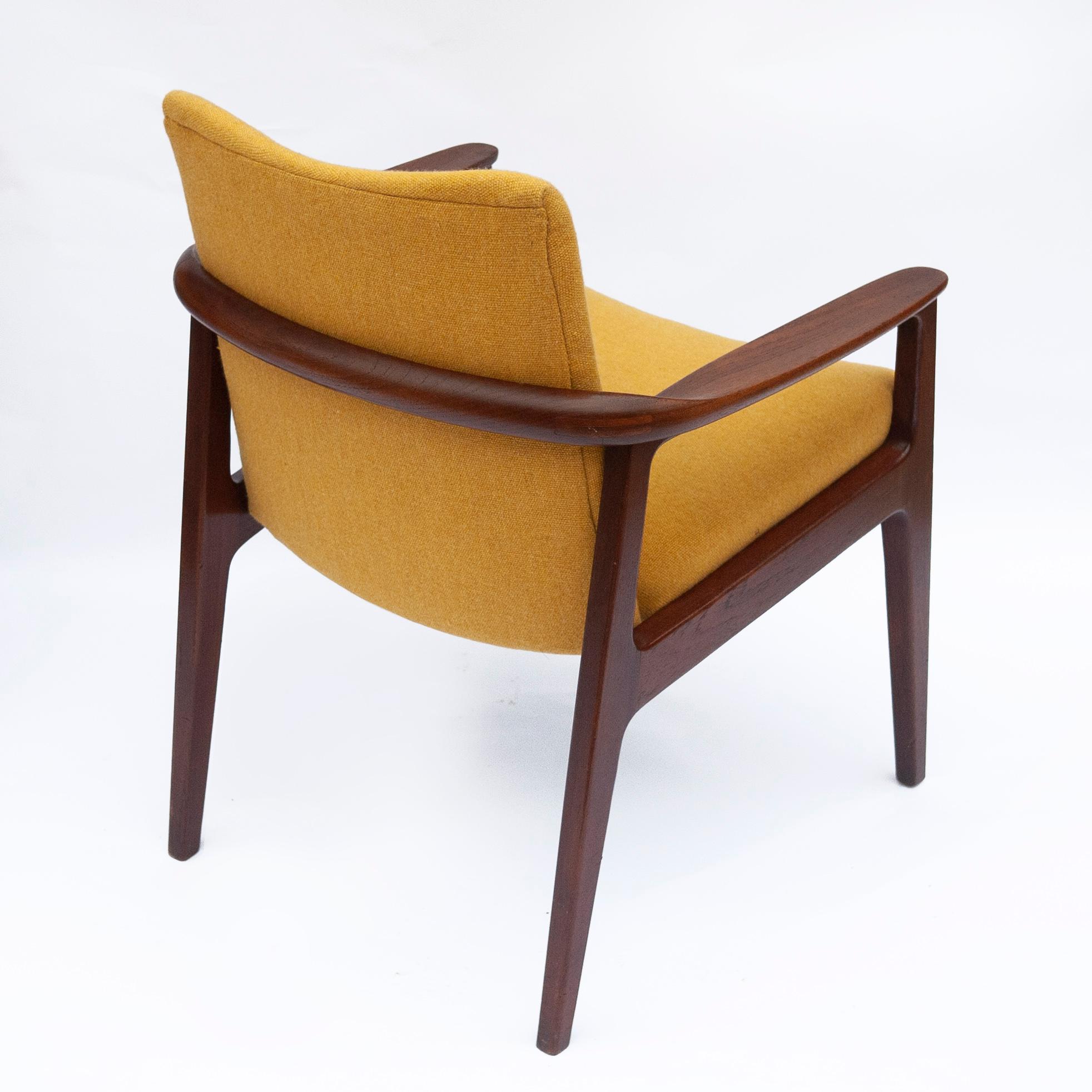 Mid-20th Century Mid-Century Teak Armchair with Yellow Upholstery by Sigvard Bernadotte