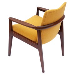 Vintage Mid-Century Teak Armchair with Yellow Upholstery by Sigvard Bernadotte