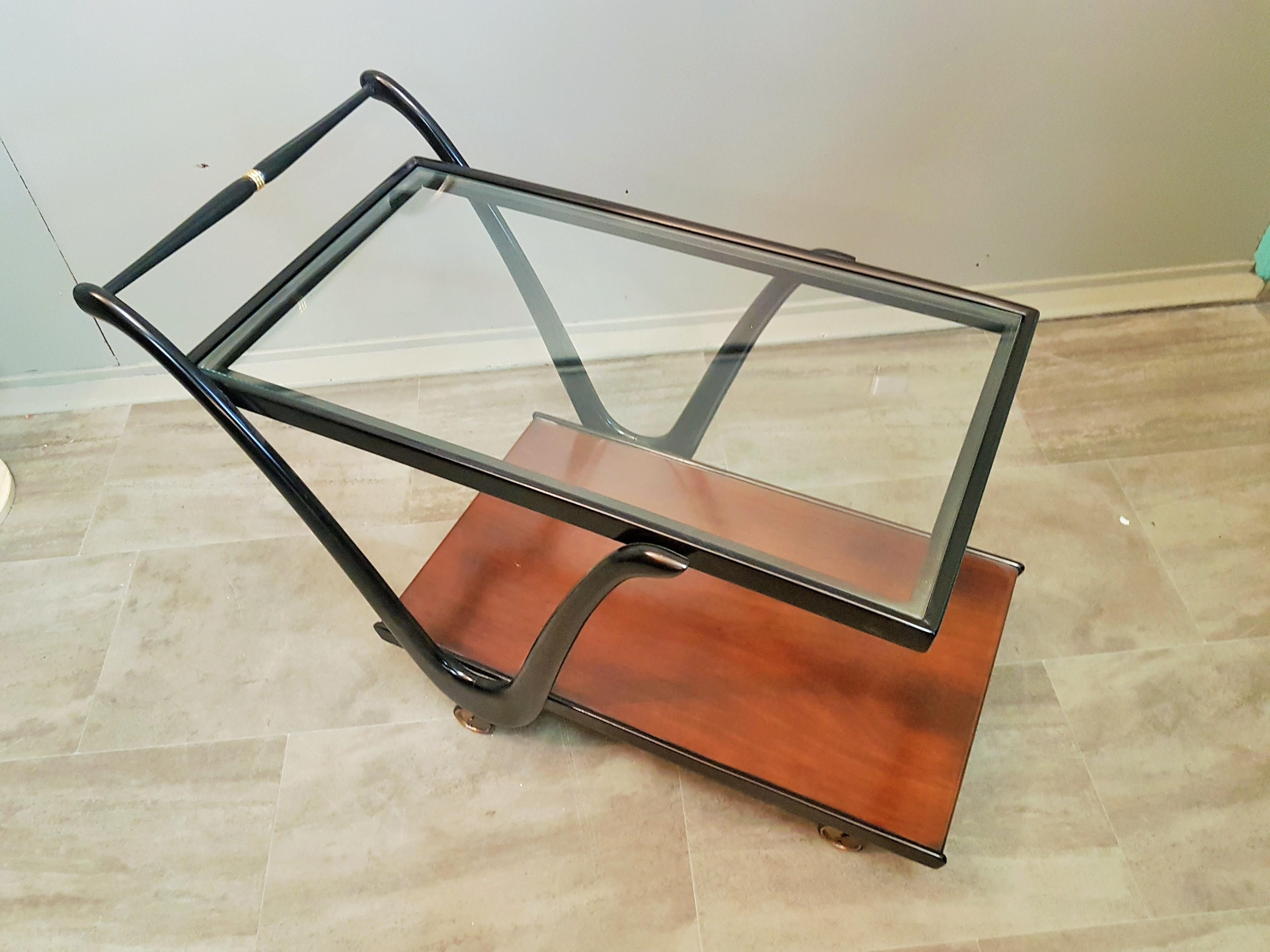 Midcentury Teak Bar Cart by Cesare Lacca, Italy, 1950s For Sale 4