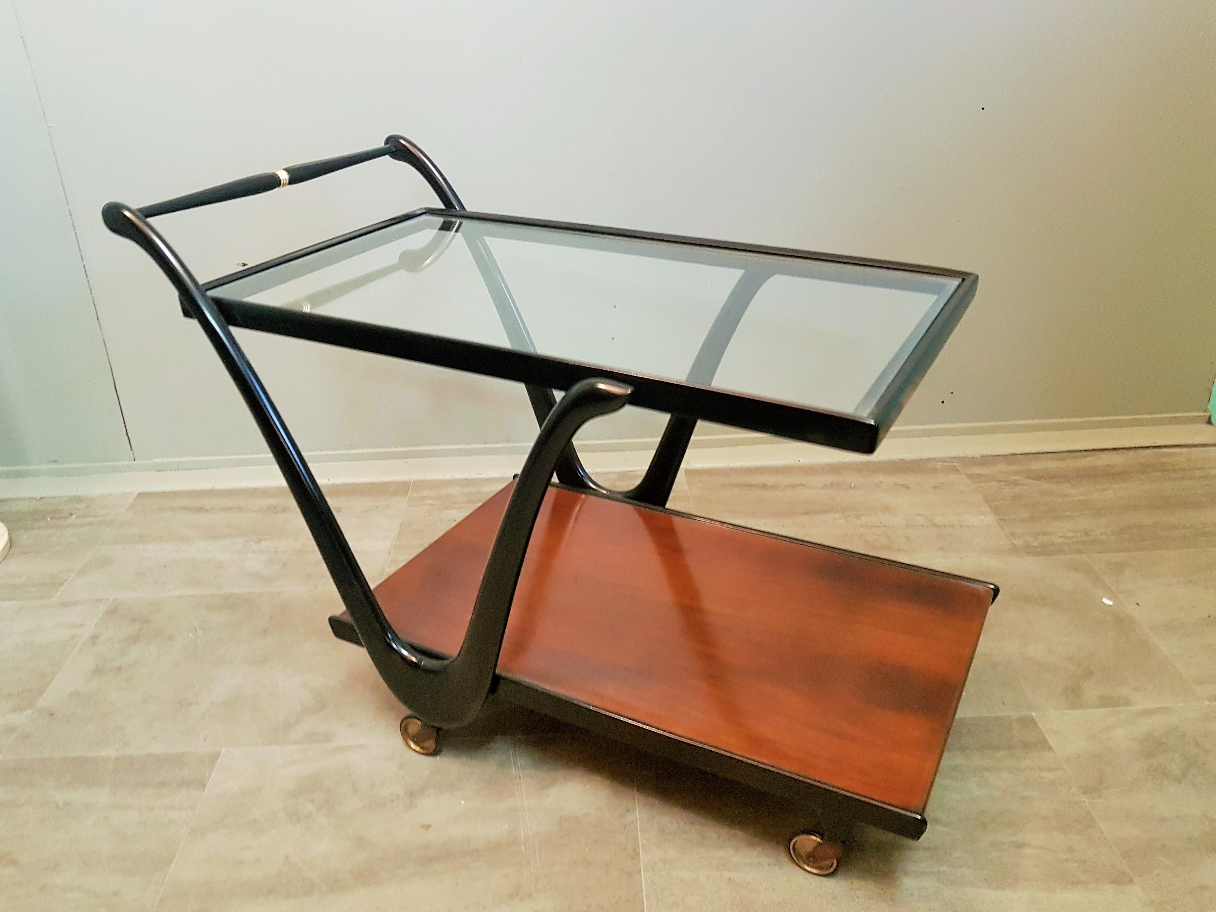Midcentury Teak Bar Cart by Cesare Lacca, Italy, 1950s For Sale 6