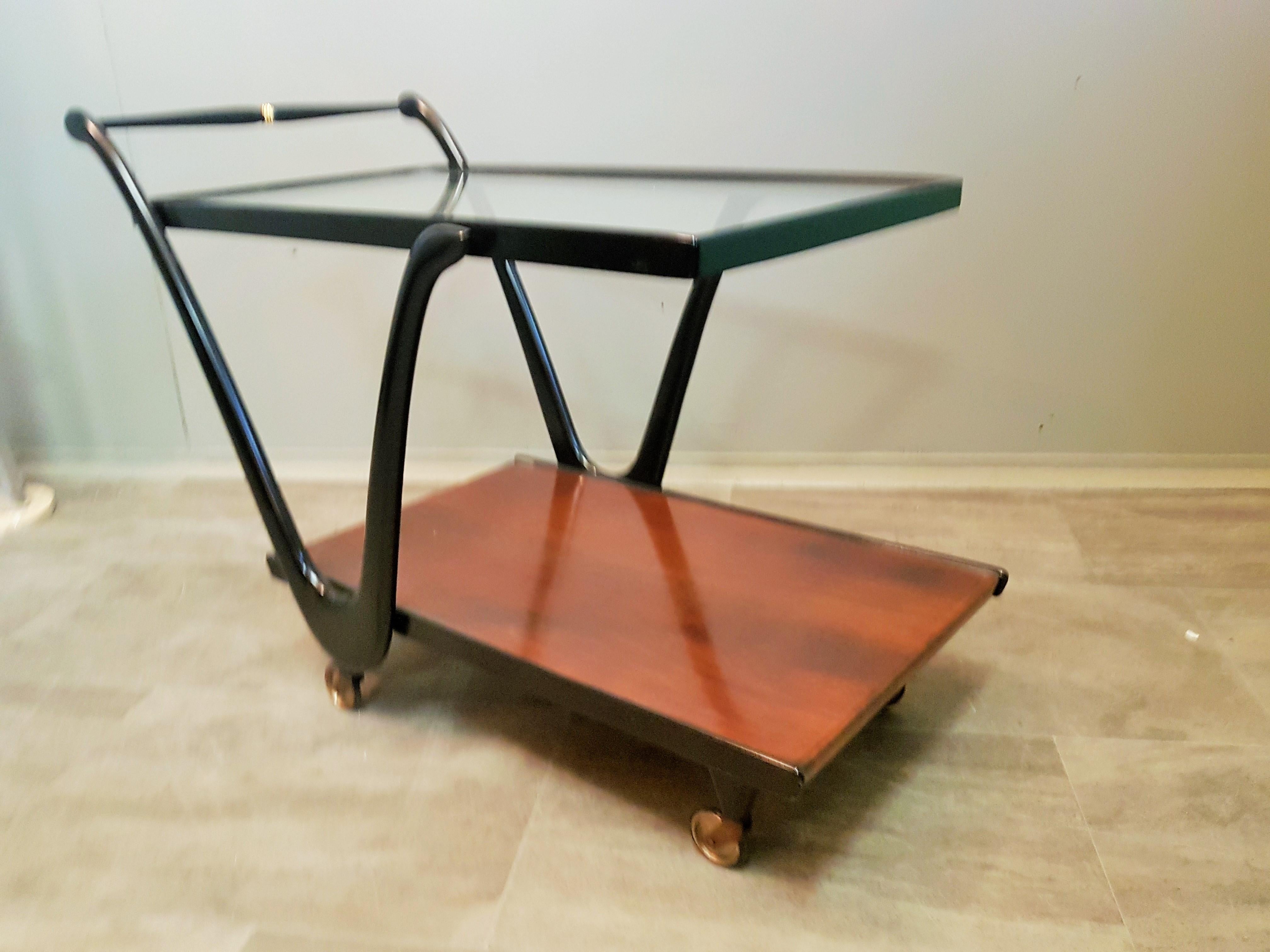 Midcentury Teak Bar Cart by Cesare Lacca, Italy, 1950s For Sale 7