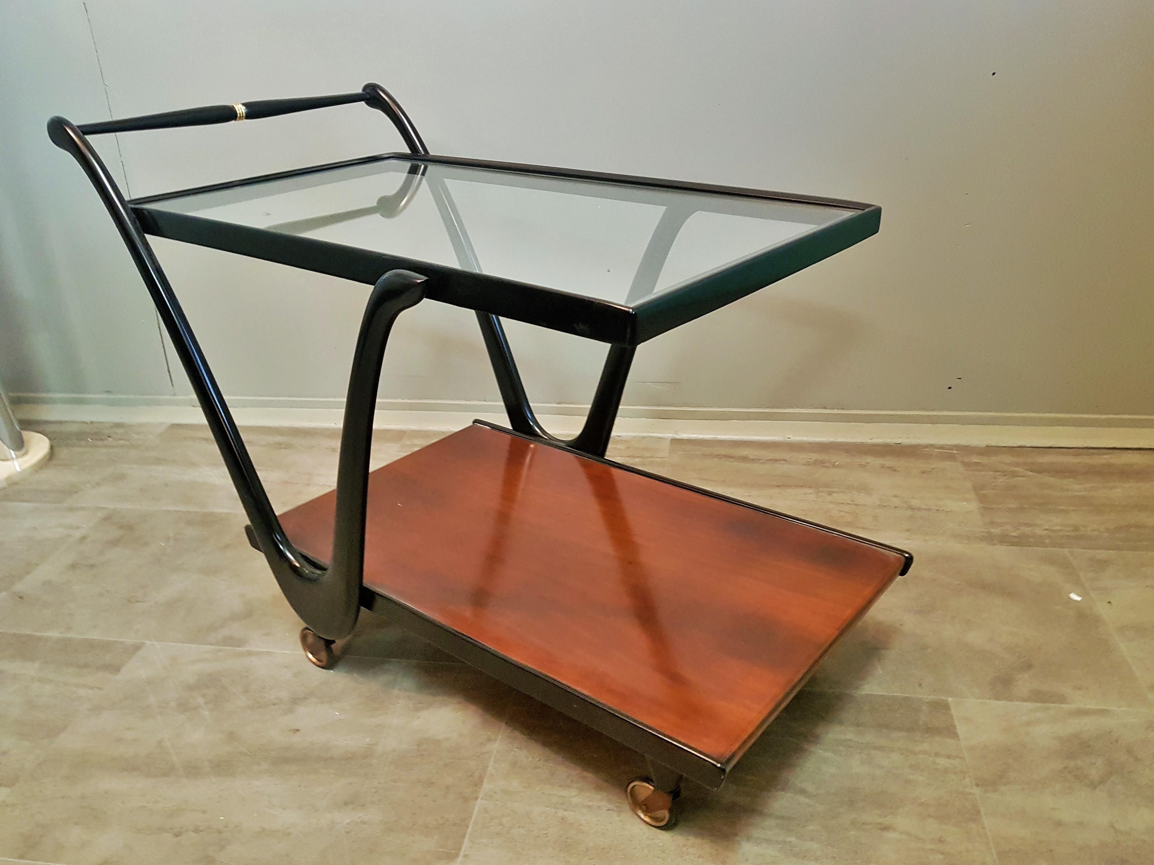 Midcentury Teak Bar Cart by Cesare Lacca, Italy, 1950s For Sale 8