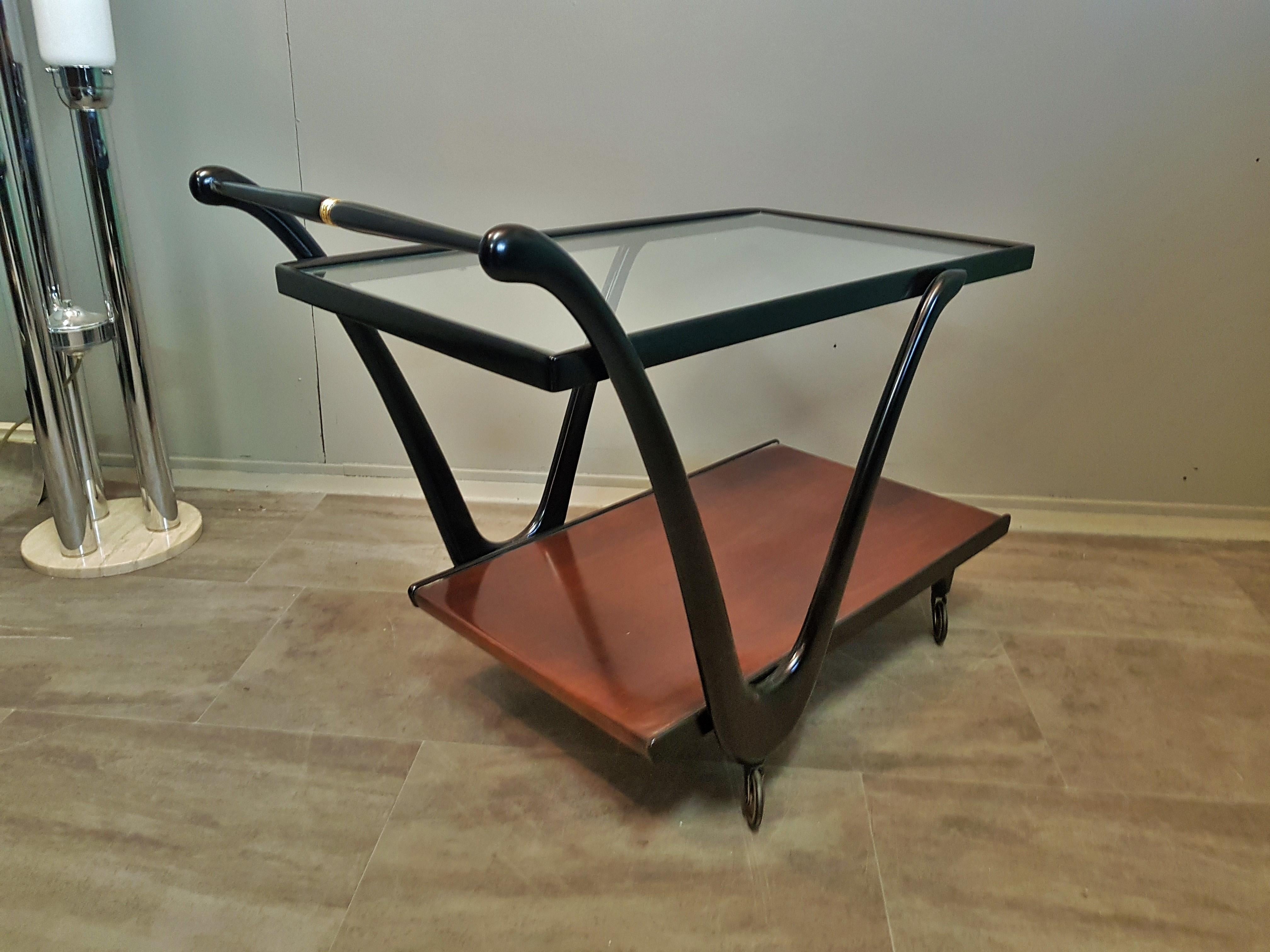 Midcentury Teak Bar Cart by Cesare Lacca, Italy, 1950s For Sale 9