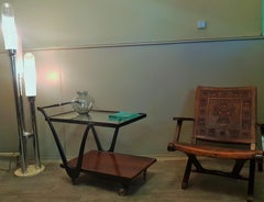 Carrello da bar in teak del Medioevo di Cesare Lacca, Italia, anni '50