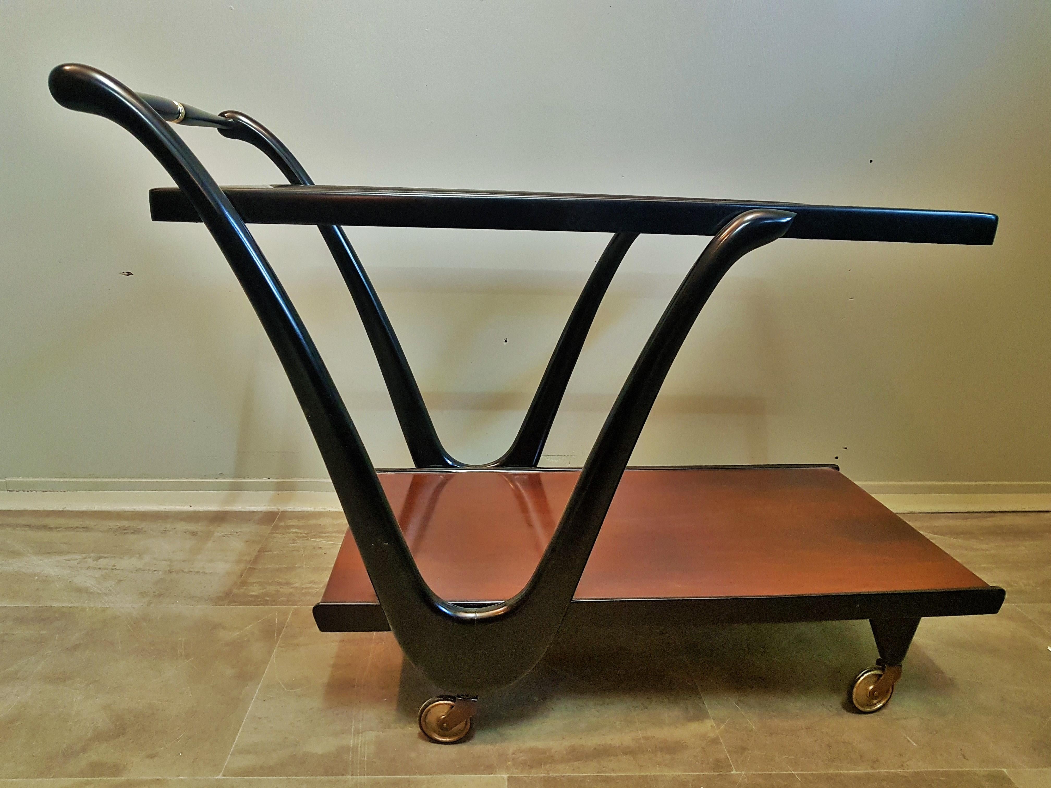 Midcentury Teak Bar Cart by Cesare Lacca, Italy, 1950s For Sale 1