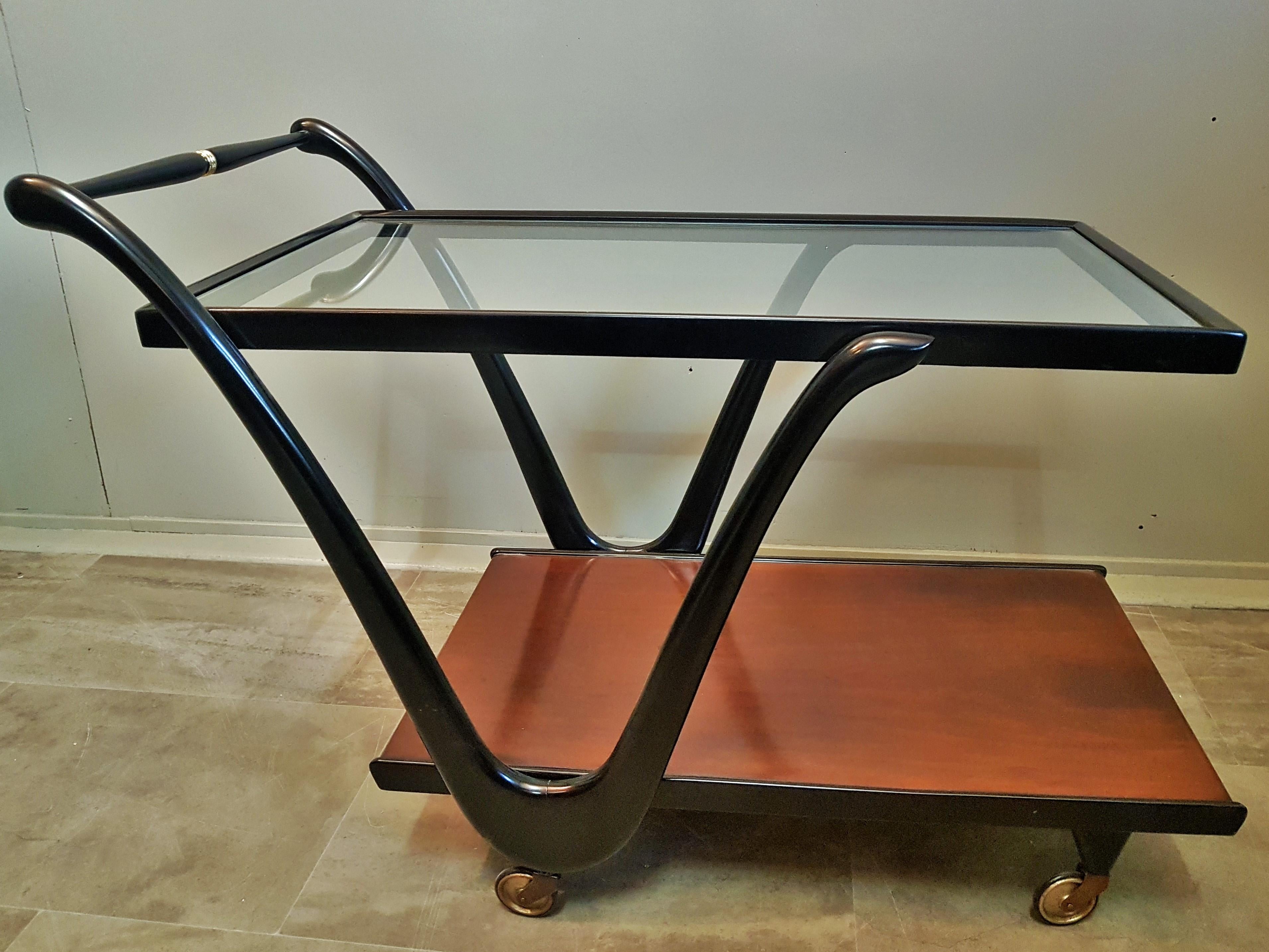 Midcentury Teak Bar Cart by Cesare Lacca, Italy, 1950s For Sale 2