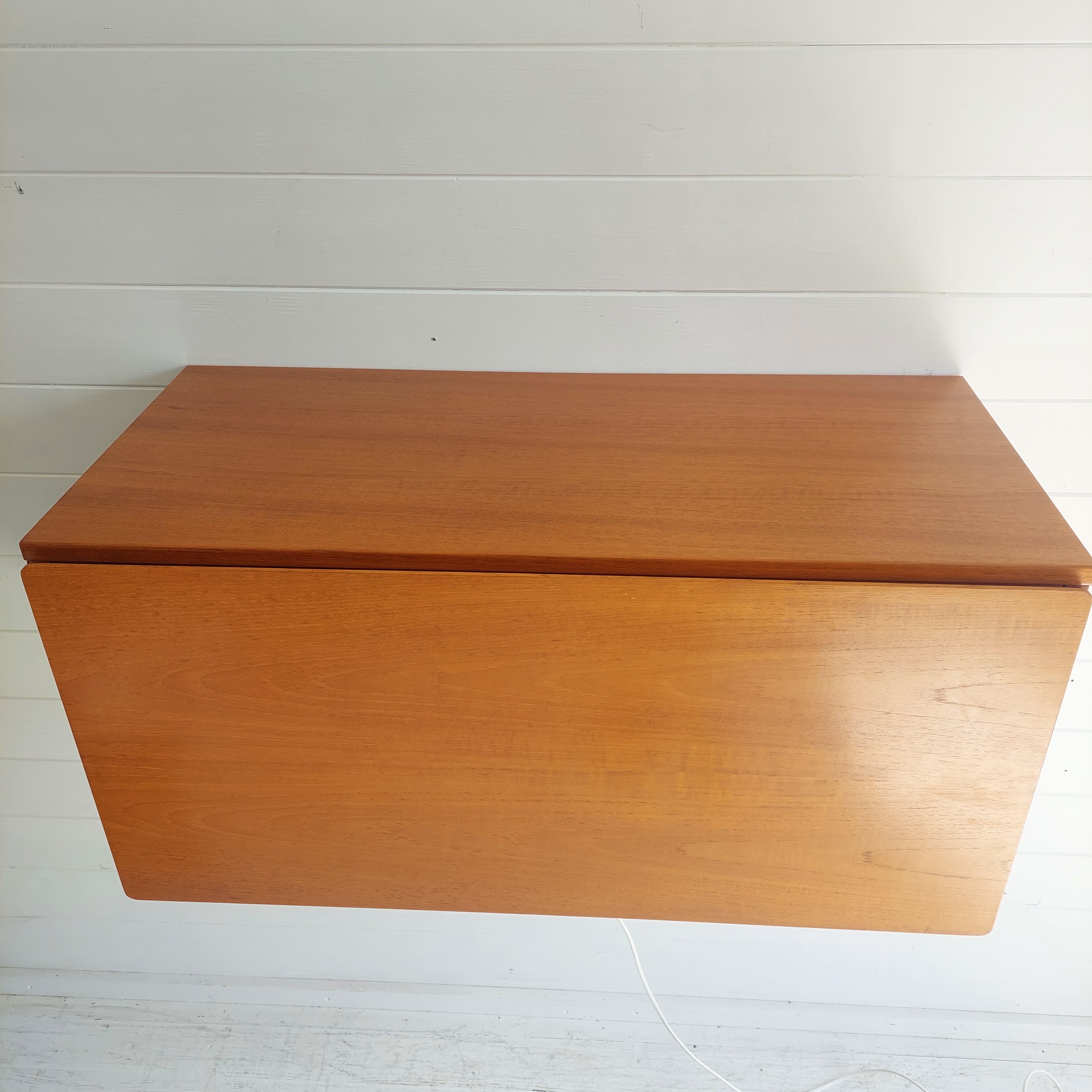 Mid Century Teak Beaver And Tapley Wall Drinks Cabinet Bureau  floating Desk 60s 4