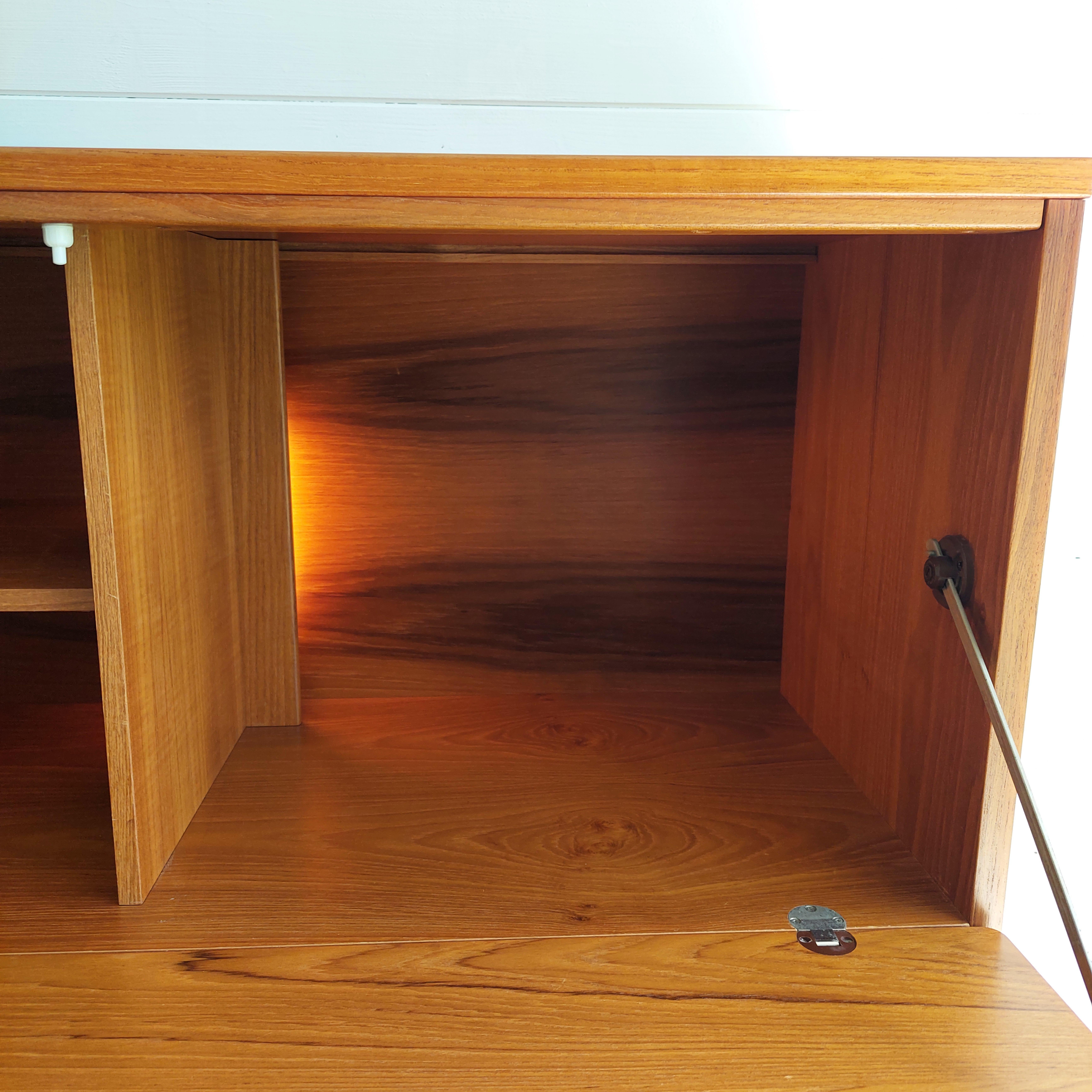 Mid Century Teak Beaver And Tapley Wall Drinks Cabinet Bureau  floating Desk 60s 6