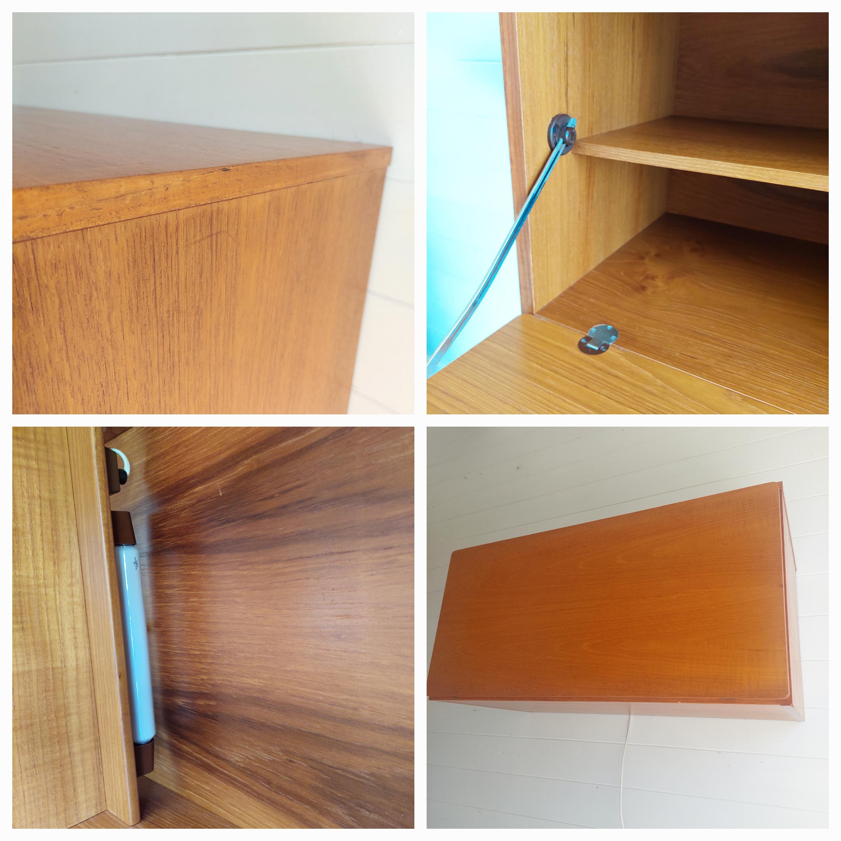 Mid Century Teak Beaver And Tapley Wall Drinks Cabinet Bureau  floating Desk 60s 13