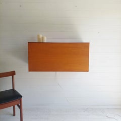 Mid Century Teak Beaver And Tapley Wall Drinks Cabinet Bureau  floating Desk 60s