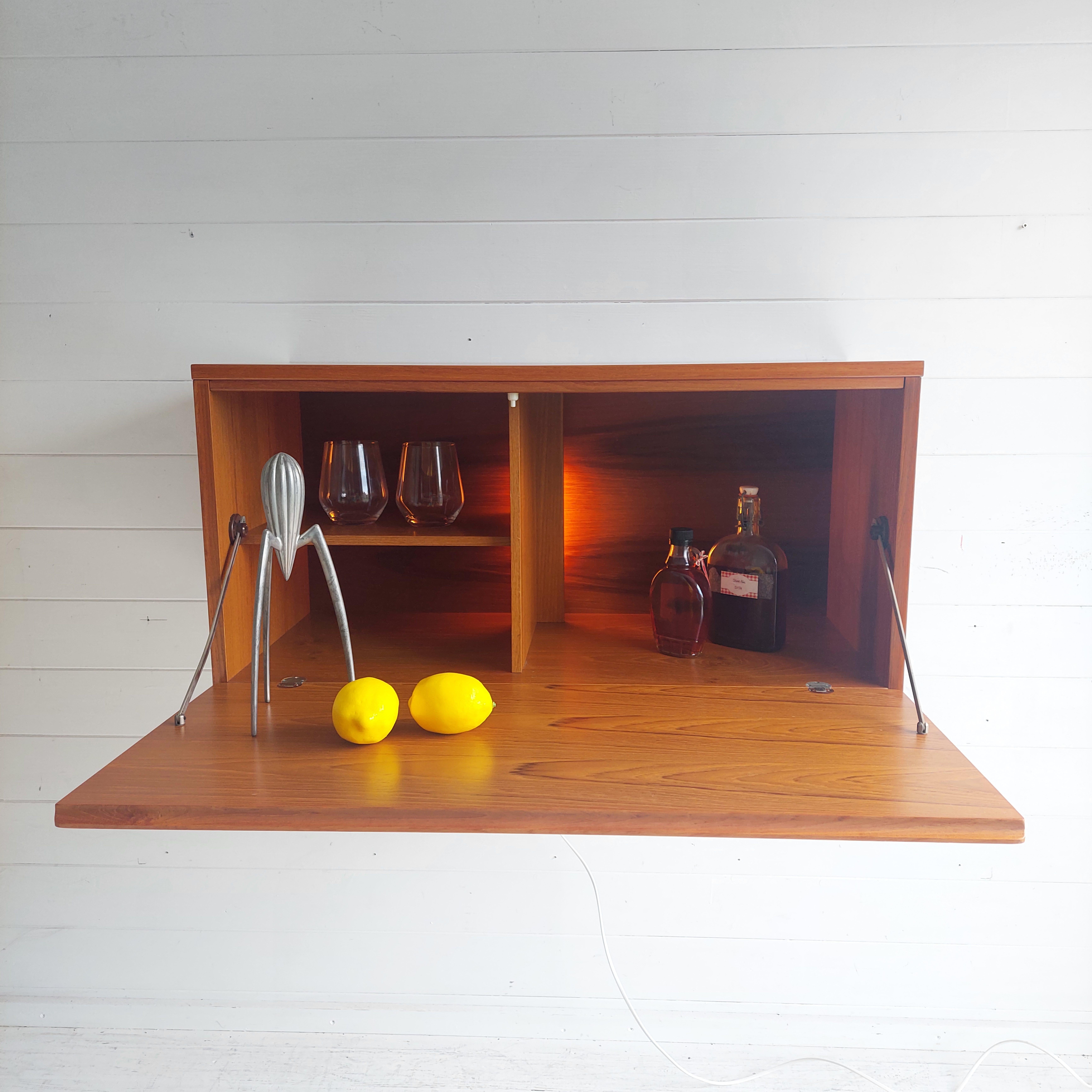 Mid-Century Modern Mid Century Teak Beaver And Tapley Wall Drinks Cabinet Bureau  floating Desk 60s