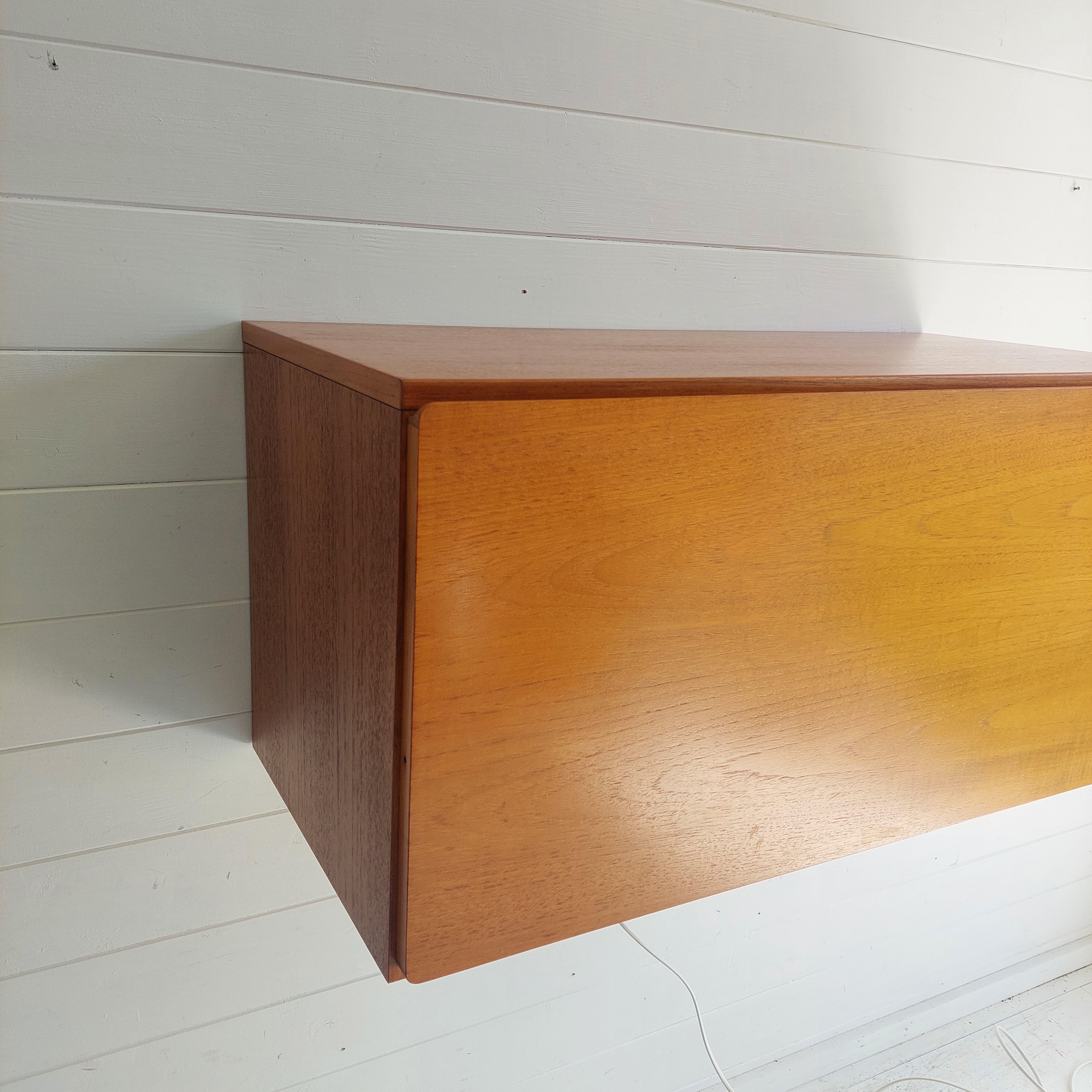 Mid Century Teak Beaver And Tapley Wall Drinks Cabinet Bureau  floating Desk 60s 2
