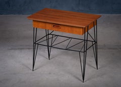 Mid-Century Teak Bedside / Side Table with Metal Frame, Danish design, 1960s