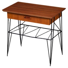 Mid-Century Teak Bedside / Side Table with Metal Frame, Danish design, 1960s