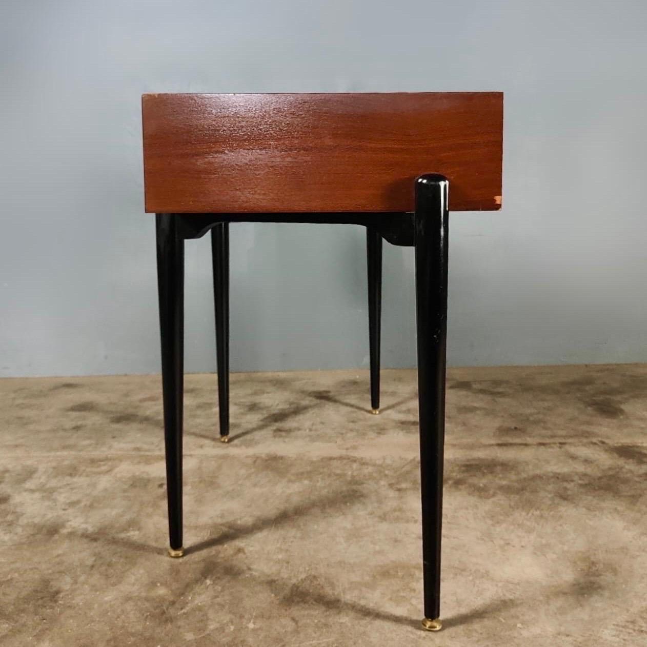 Mid Century Teak Black Writing Desk With Drawer Vintage Retro MCM In Excellent Condition In Cambridge, GB