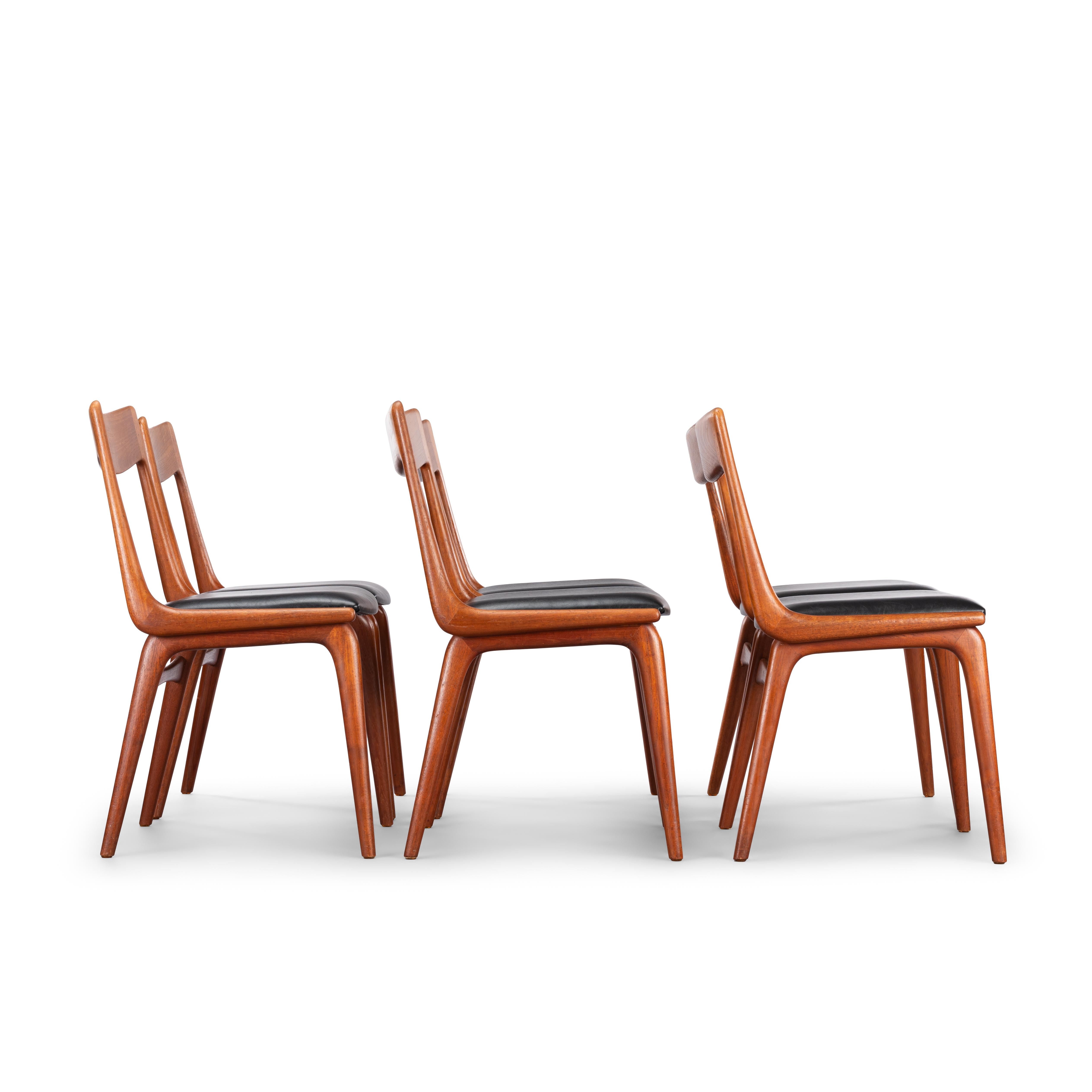 Mid-Century Modern Midcentury Teak Boomerang Chairs #370 by E. Christensen for Slagelse, Set of 6
