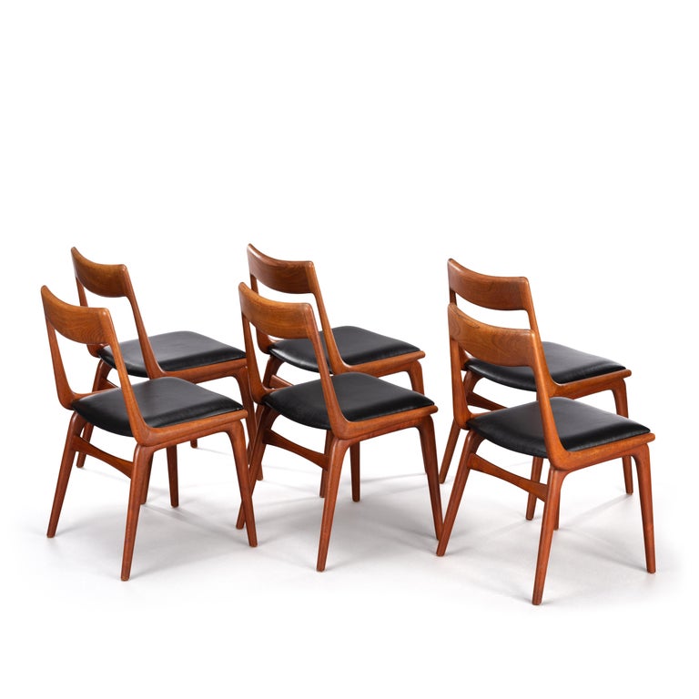 Midcentury Teak Boomerang Chairs 370 By E Christensen For Slagelse Set Of 6 For Sale At 1stdibs