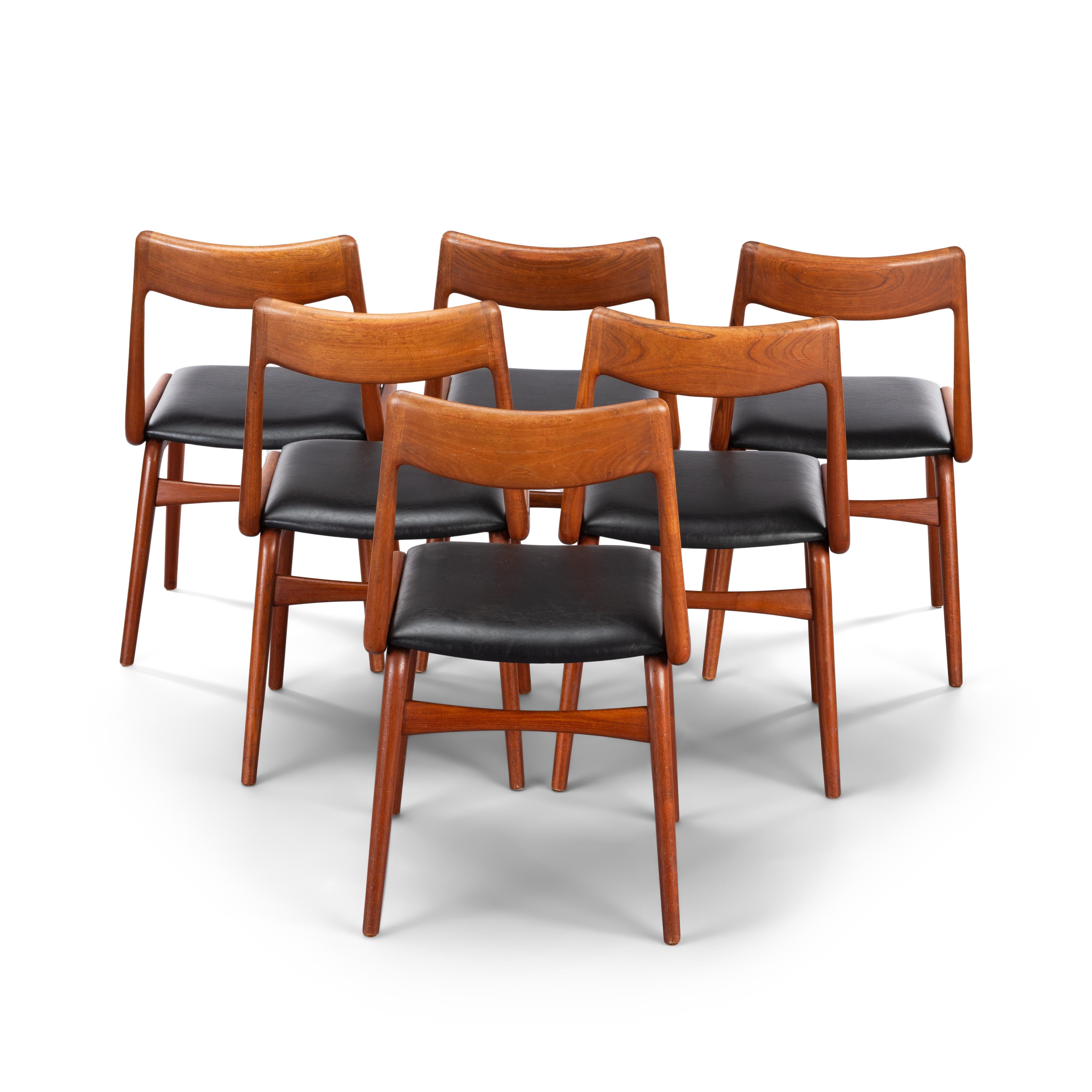 Woodwork Midcentury Teak Boomerang Chairs #370 by E. Christensen for Slagelse, Set of 6