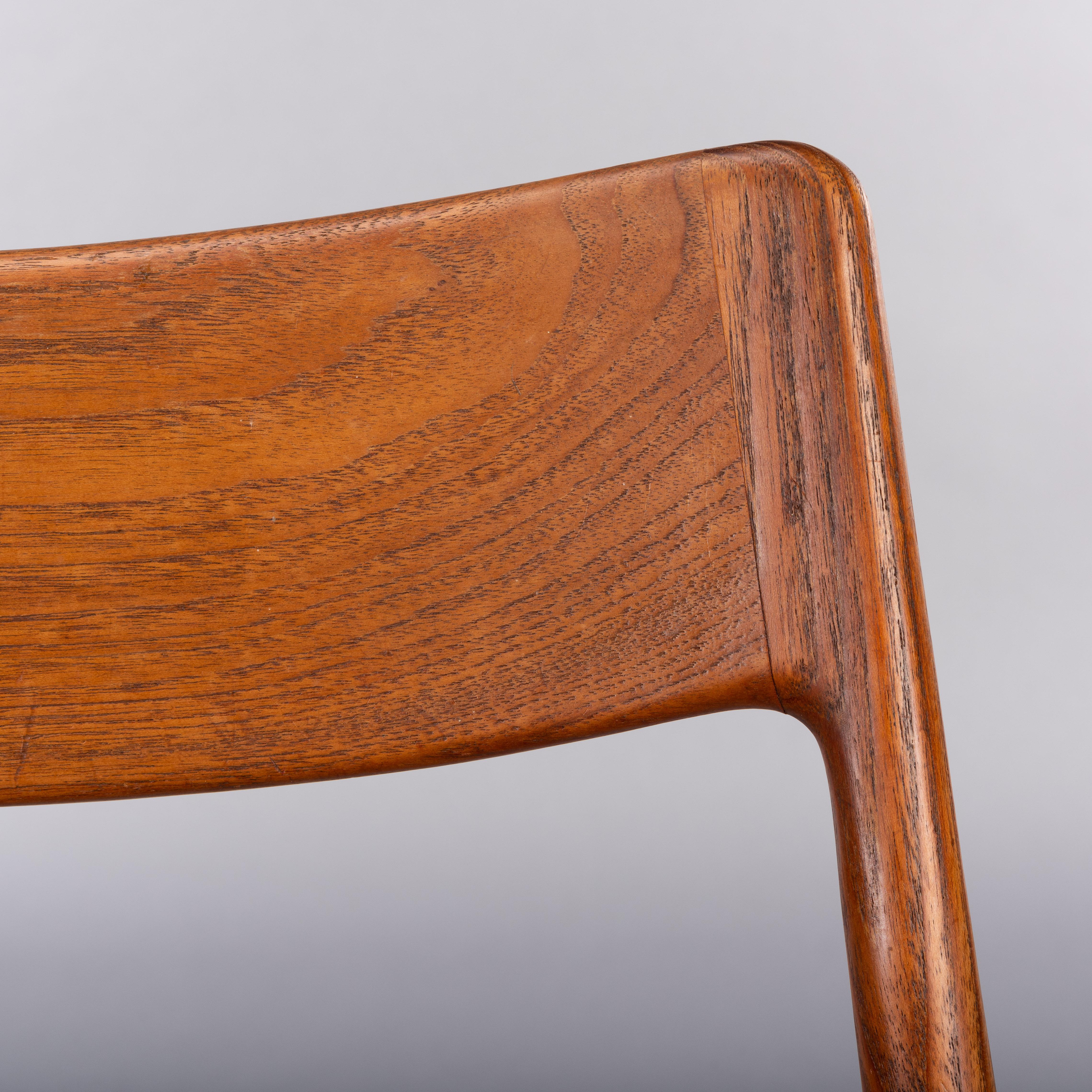 Faux Leather Midcentury Teak Boomerang Chairs #370 by E. Christensen for Slagelse, Set of 6