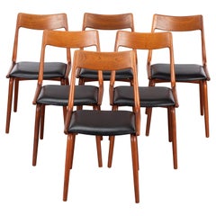 Vintage Midcentury Teak Boomerang Chairs #370 by E. Christensen for Slagelse, Set of 6