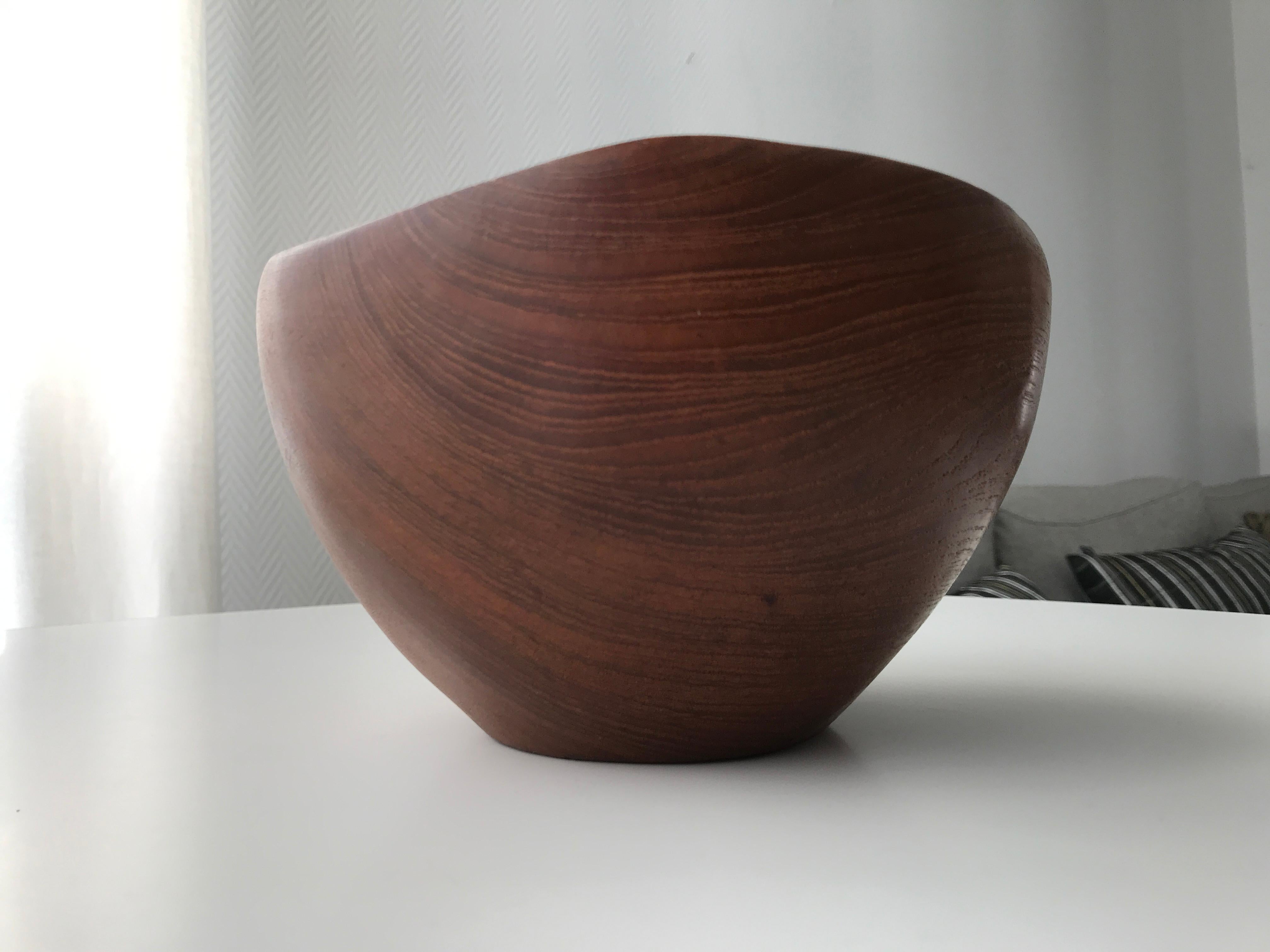 Carved Mid-century Teak Bowl Danish Mid-Century Design