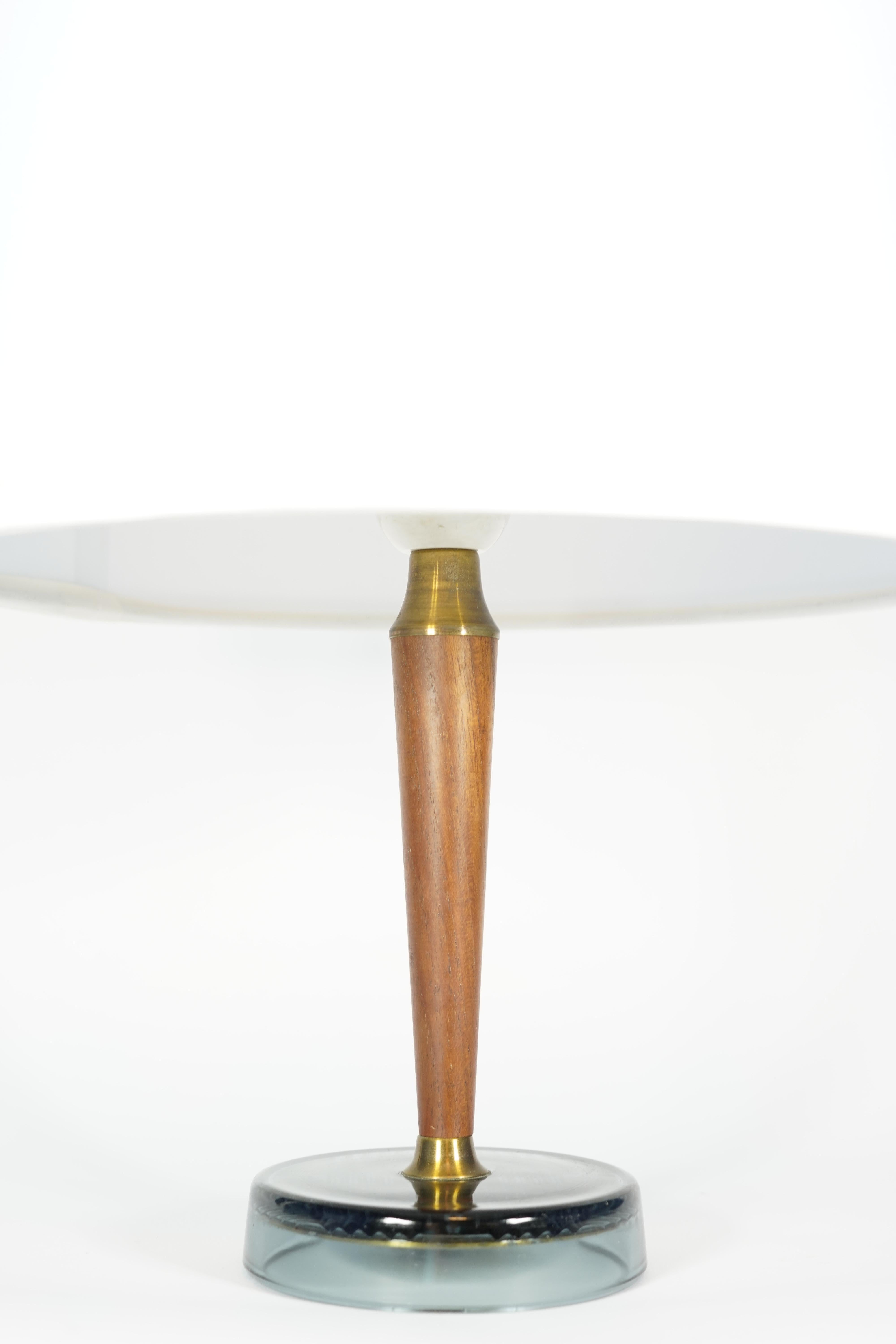 Swedish Midcentury Teak/Brass and Glass Lamp, Sweden, 1950 For Sale