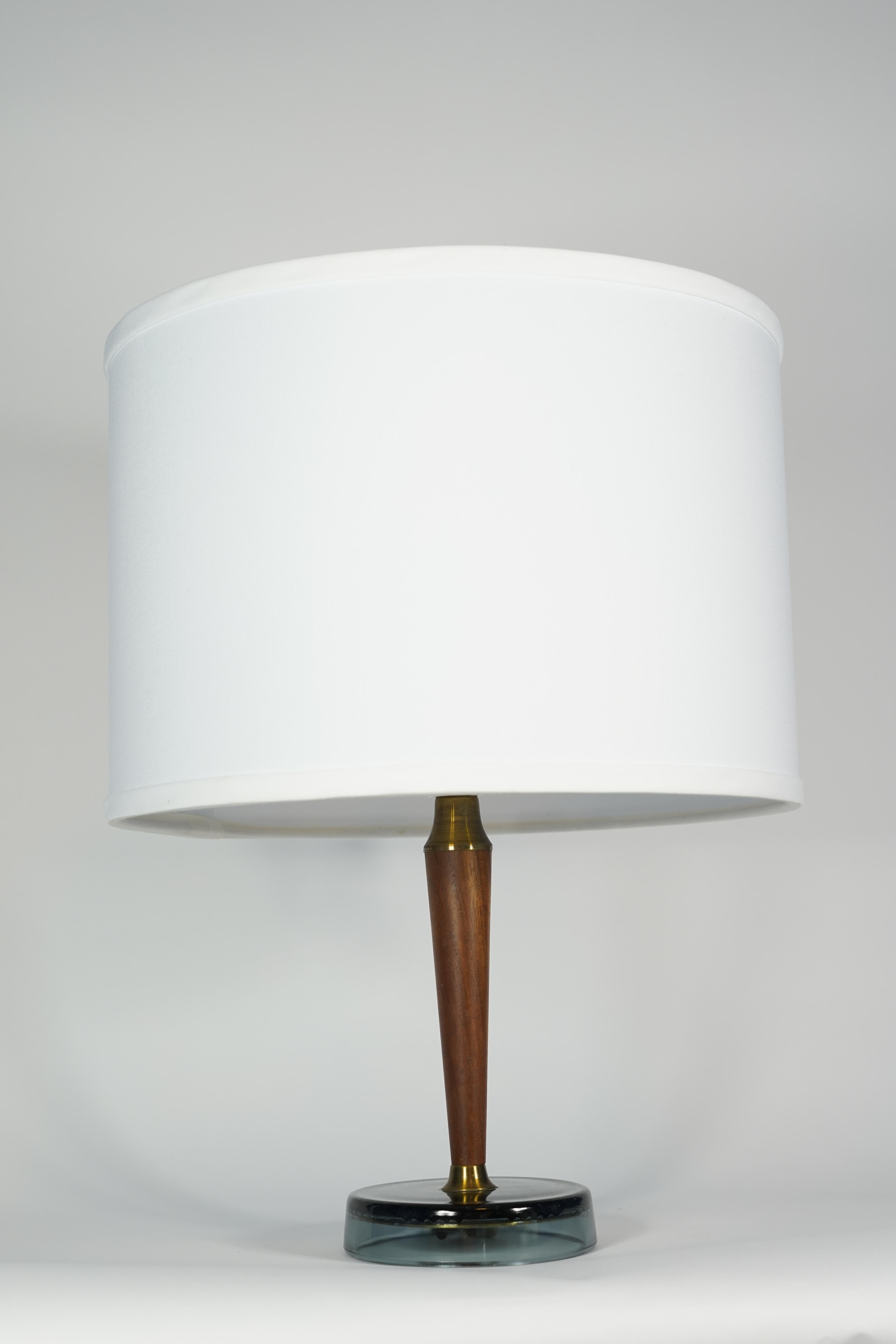 Midcentury Teak/Brass and Glass Lamp, Sweden, 1950 For Sale 1