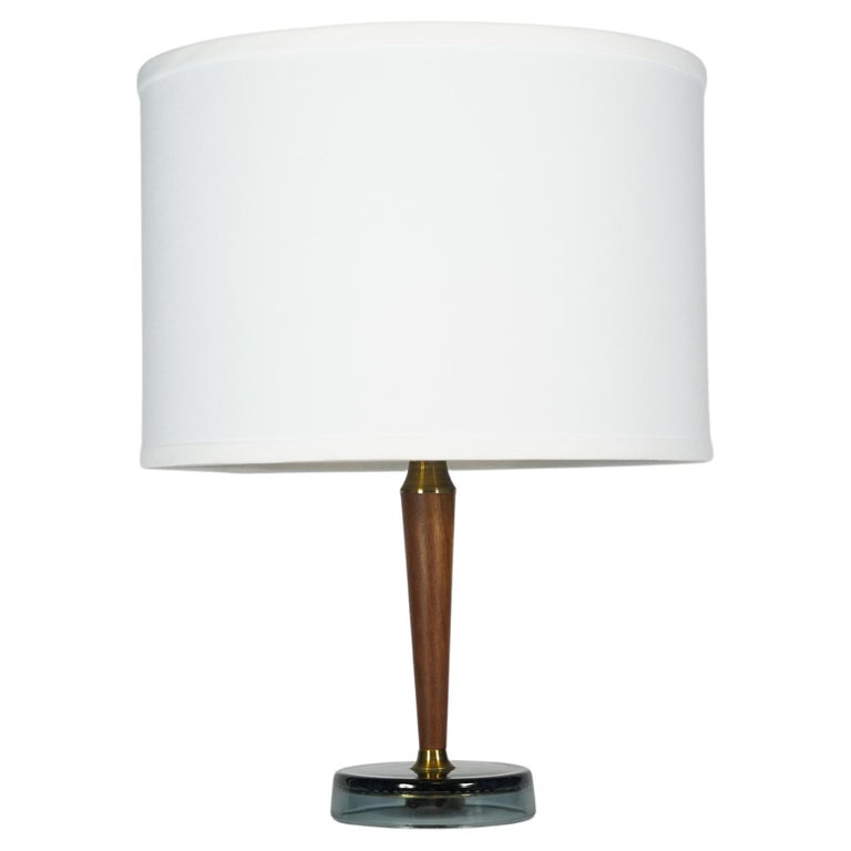 Lampe du milieu du siècle en teck/laiton et verre, Suède 1950 En vente