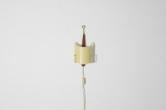 Mid-Century Teak and Brass Wall Sconce with Yellow Printed Plexi Shade