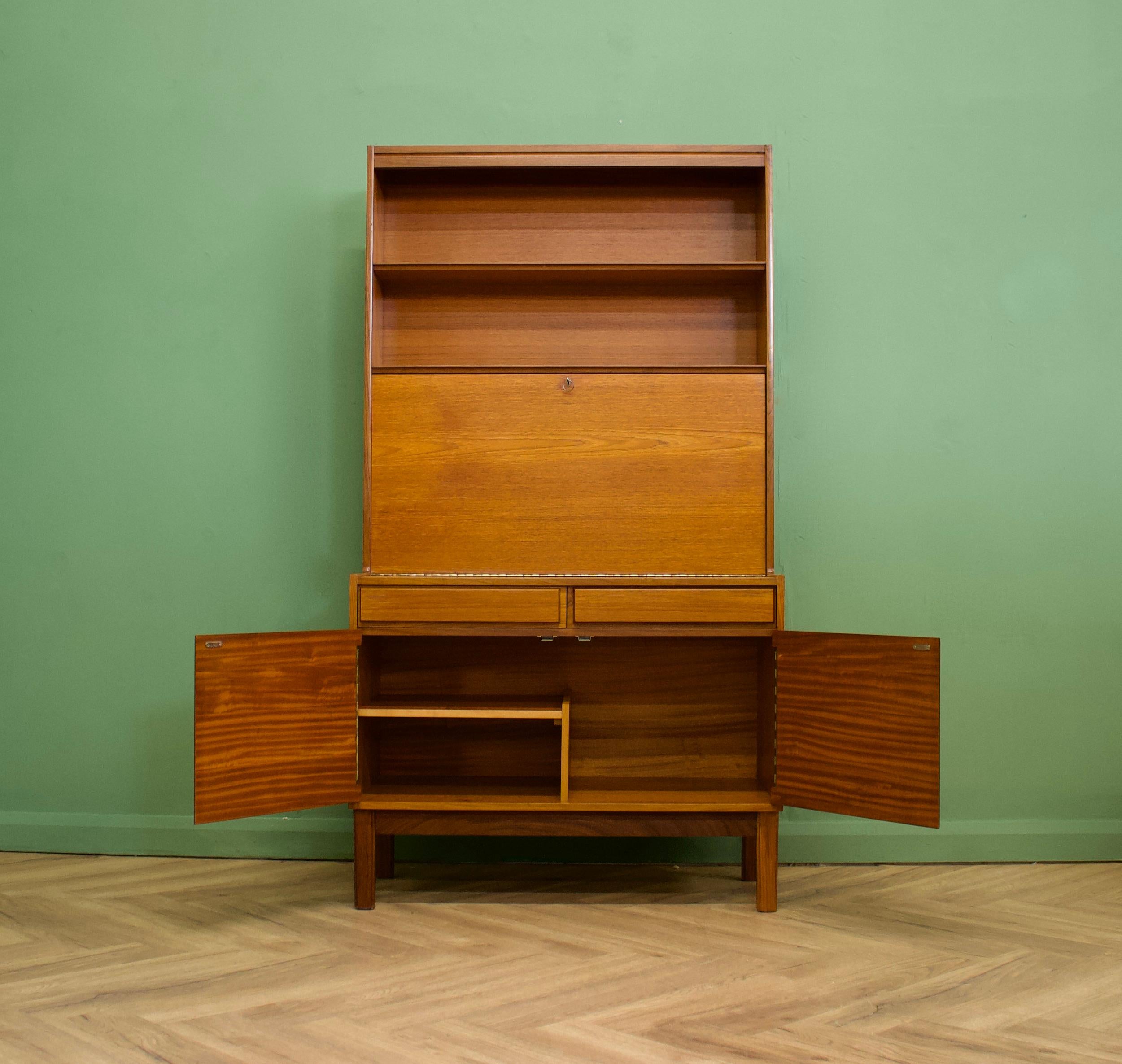 20th Century Mid Century Teak Bureau Bookcase from Vanson, 1960s For Sale