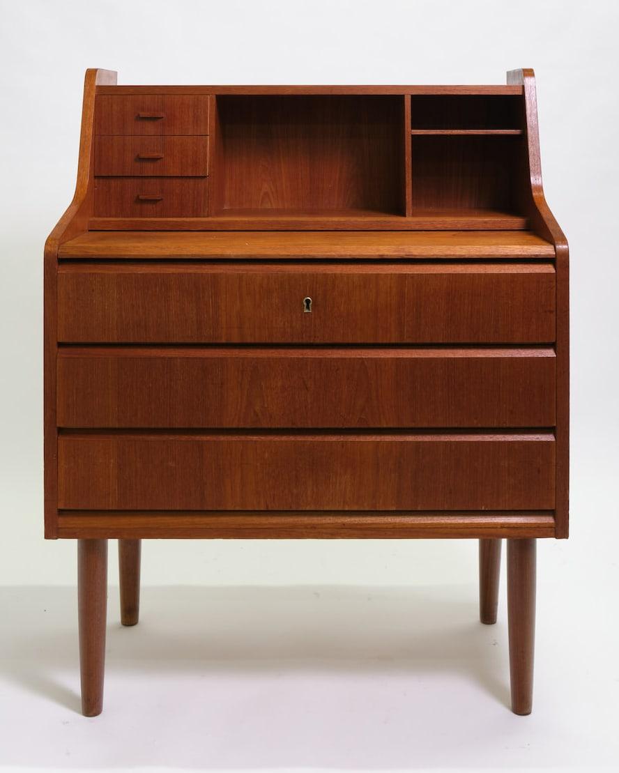 European Mid-Century Teak Bureau Table