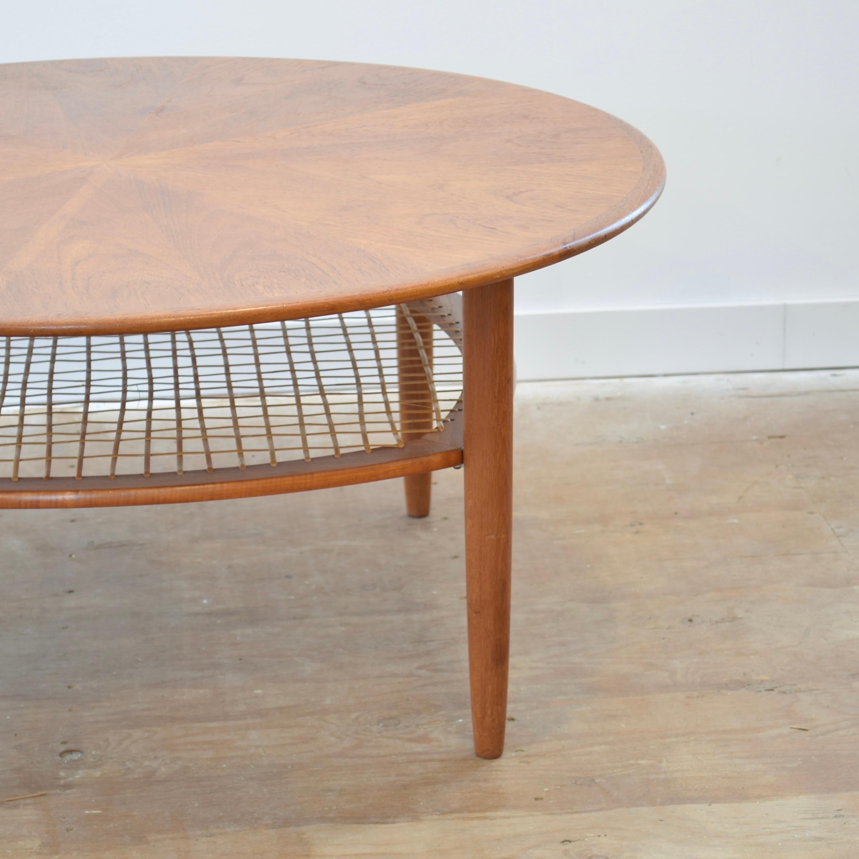 Canadian Mid Century Teak & Cane Coffee Table For Sale