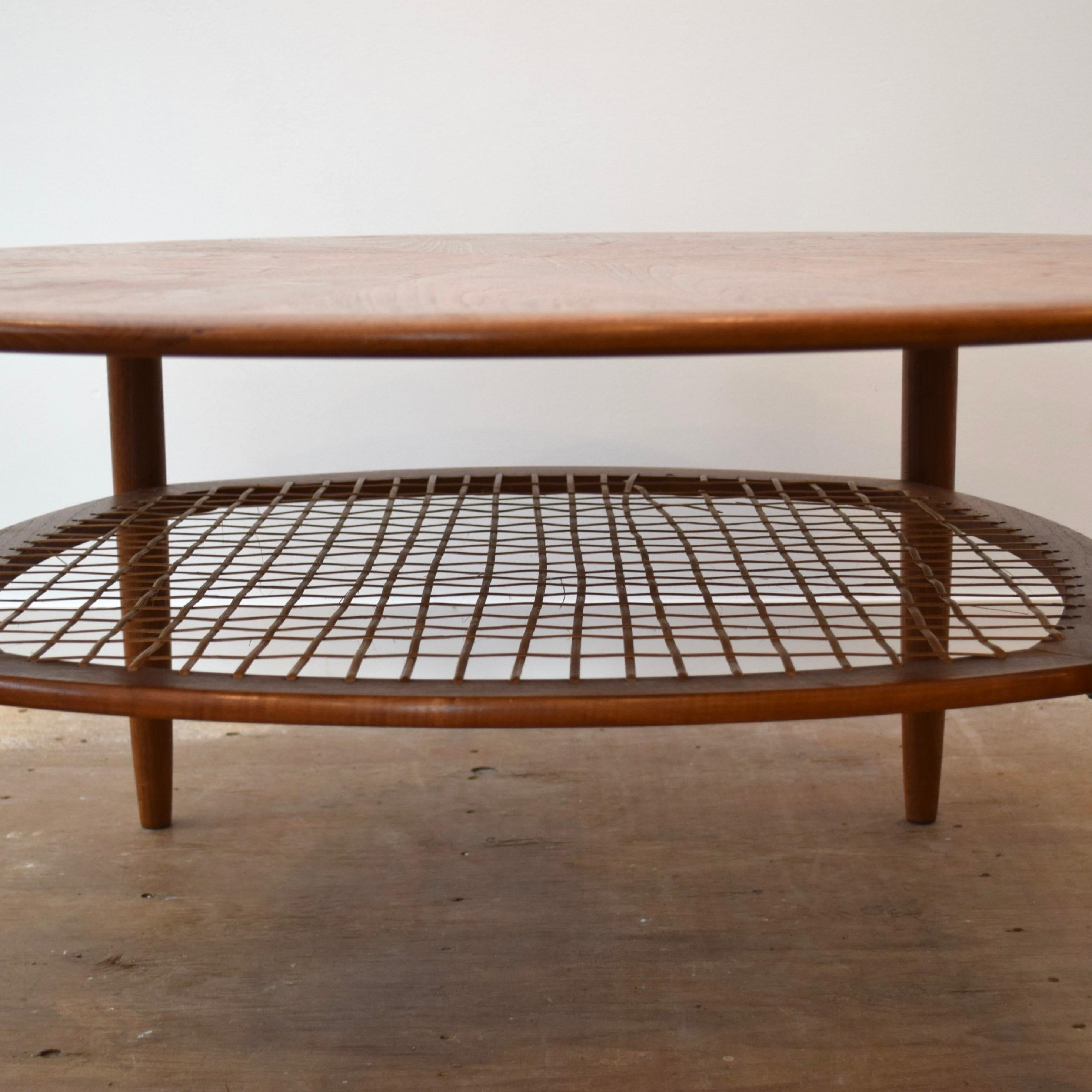 Mid Century Teak & Cane Coffee Table For Sale 1