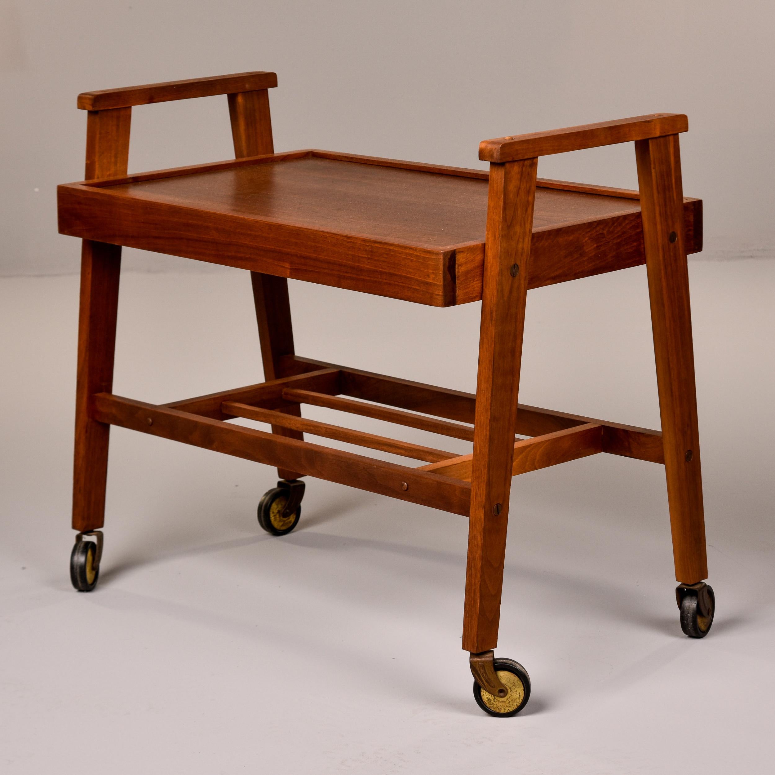 20th Century Mid Century Teak Cart or Side Table on Casters For Sale