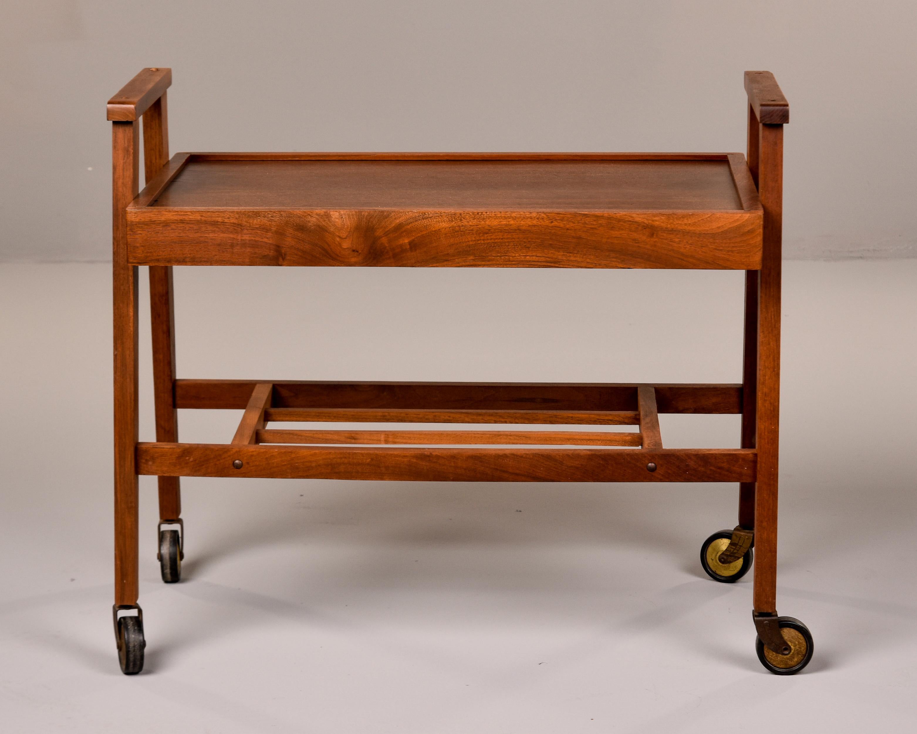 Mid Century Teak Cart or Side Table on Casters For Sale 2