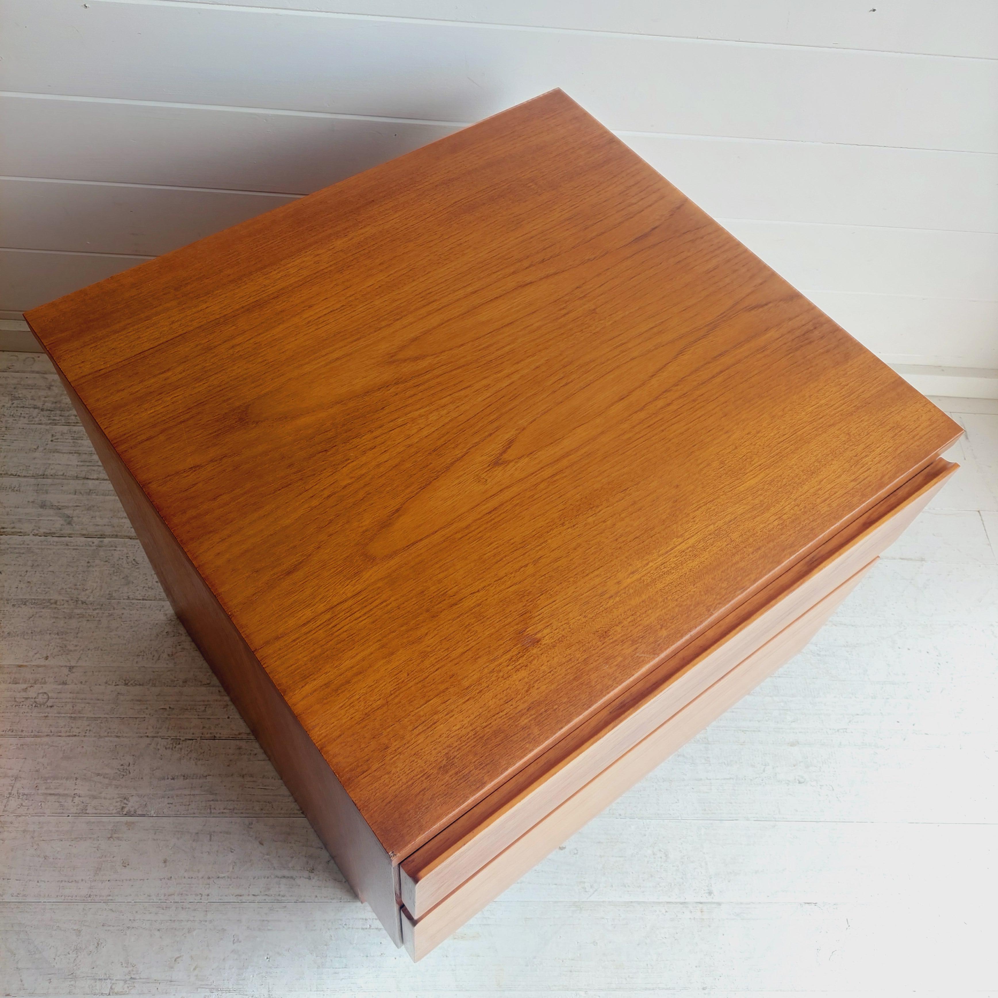 Teak Mid century teak chest of drawers bedside table by Beaver & Tapley, 1970s