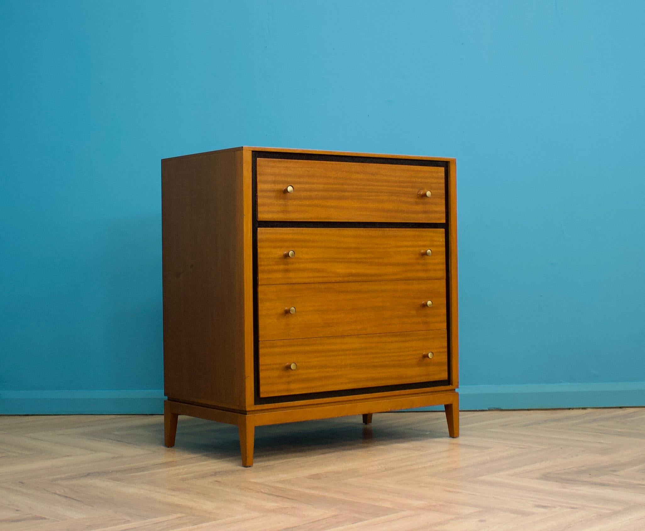 Veneer Mid-Century Teak Chest of Drawers by Heals from Loughborough, 1950s For Sale