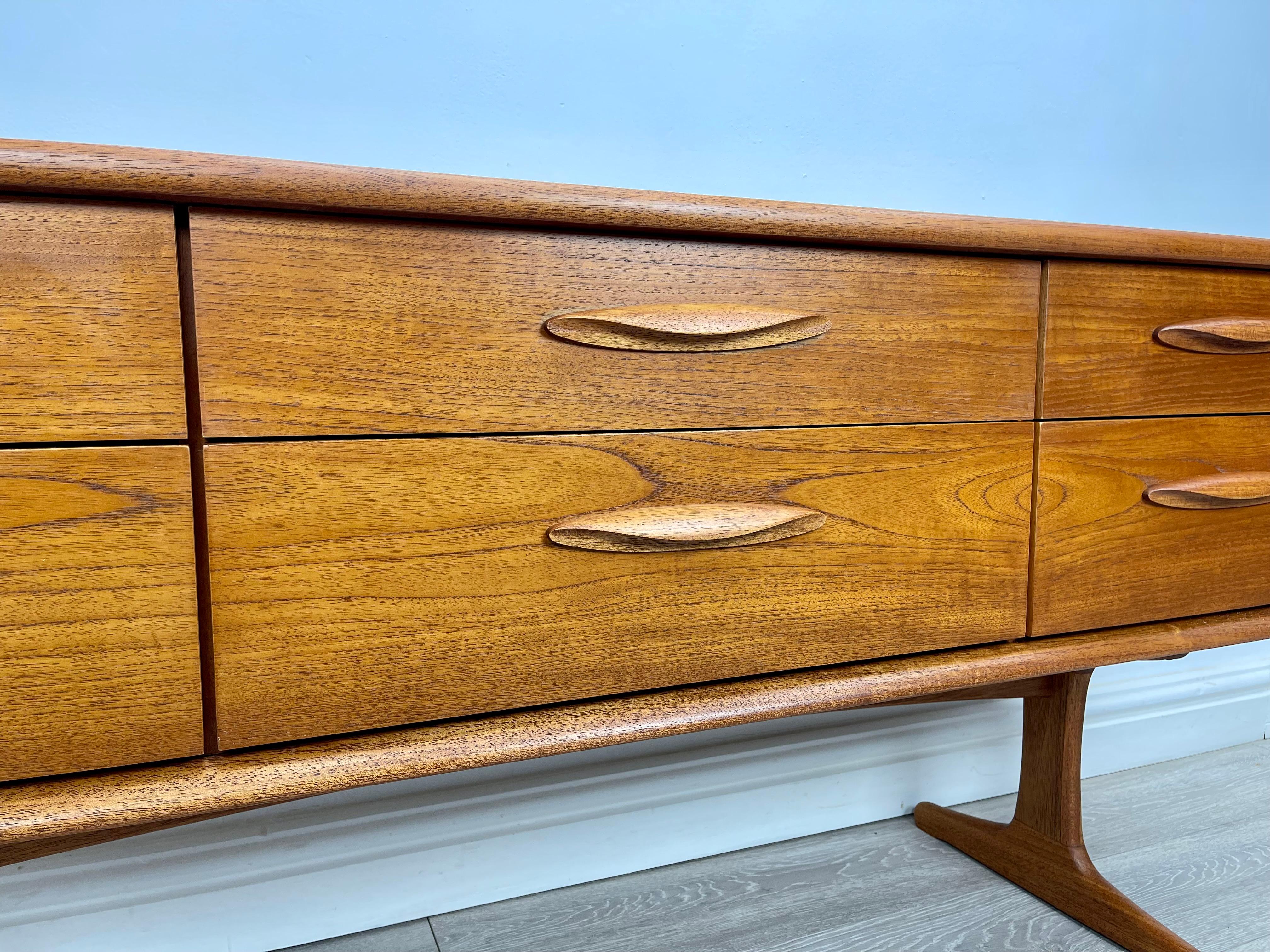 Lacquered Mid Century Teak Chest Of Drawers  For Sale
