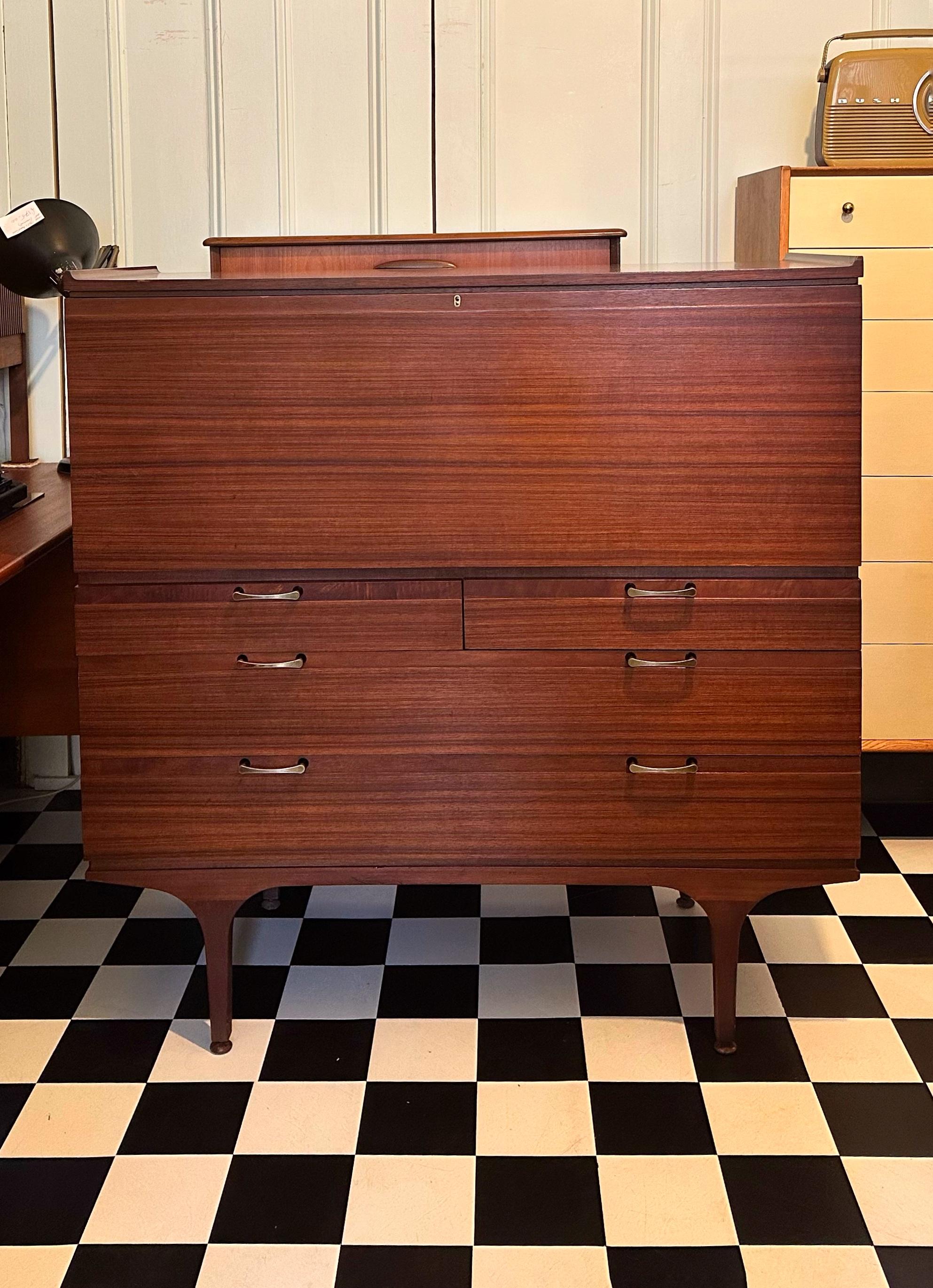 Mid-Century Teak Chest of Drawers / Writing Desk / Bureau by Meredew For Sale 1
