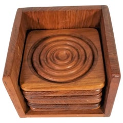Midcentury Teak Coaster, Set of 6
