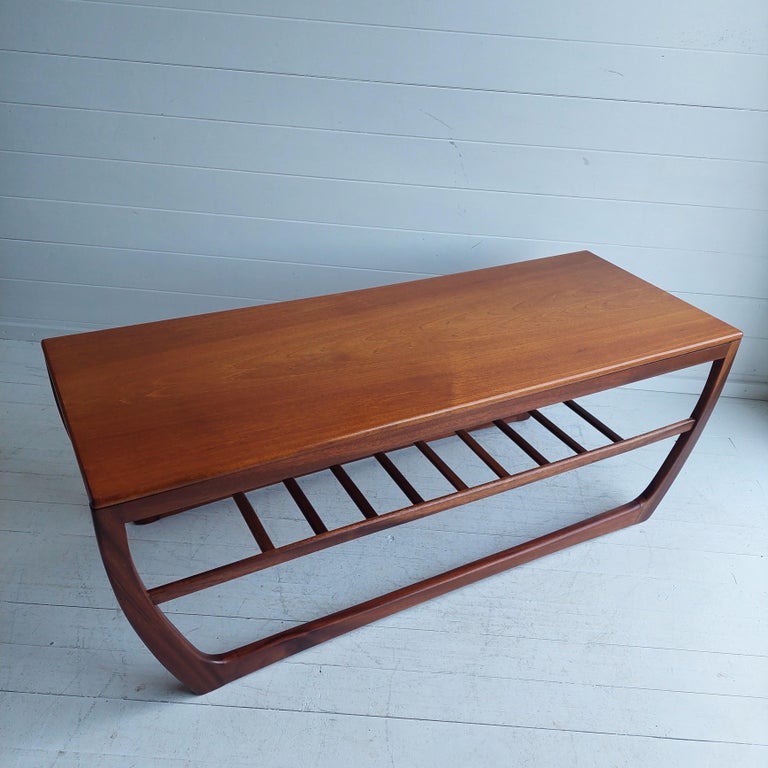 Mid Century Teak Coffee Table By Beithcraft Magazine Ladder Shelf
