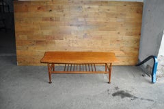 Midcentury Teak Coffee Table Low Long with Magazine Shelf