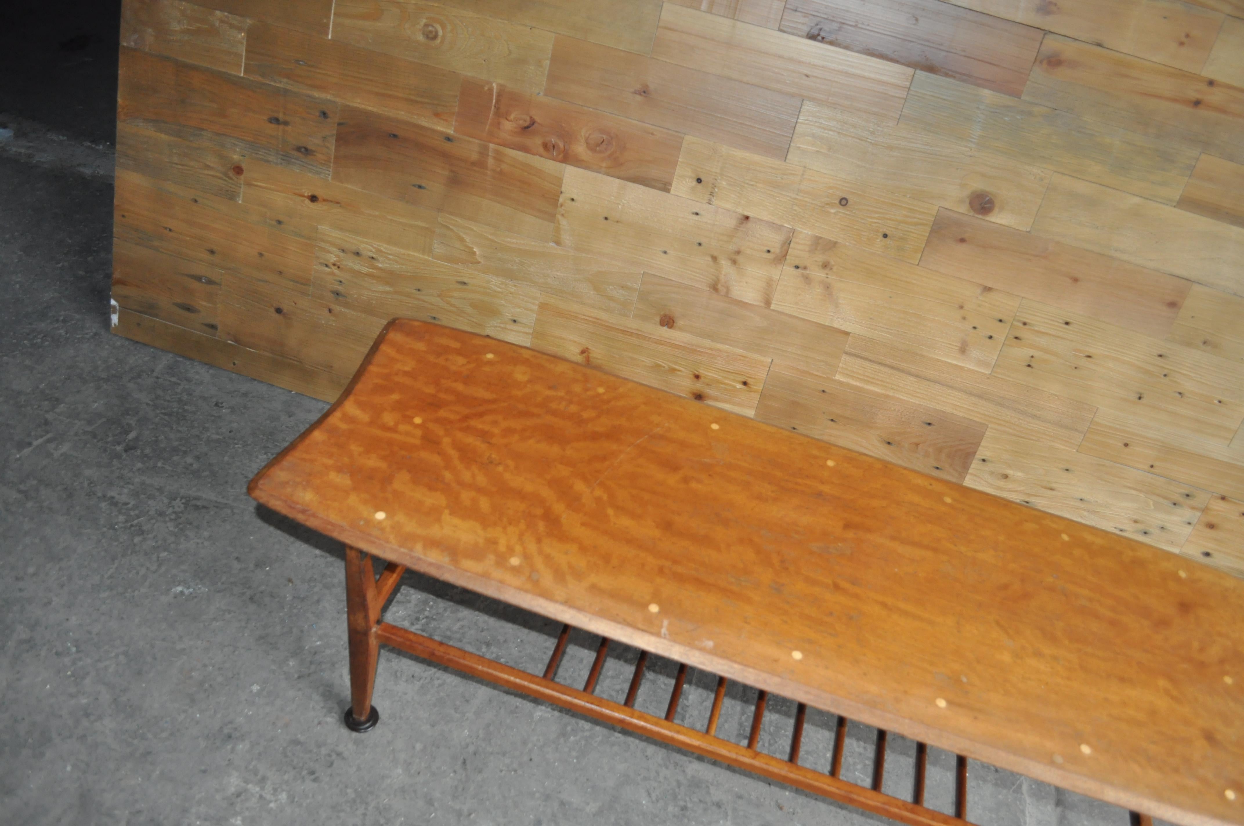 Mid-Century Modern Midcentury Teak Coffee Table Low Long with Magazine Shelf For Sale