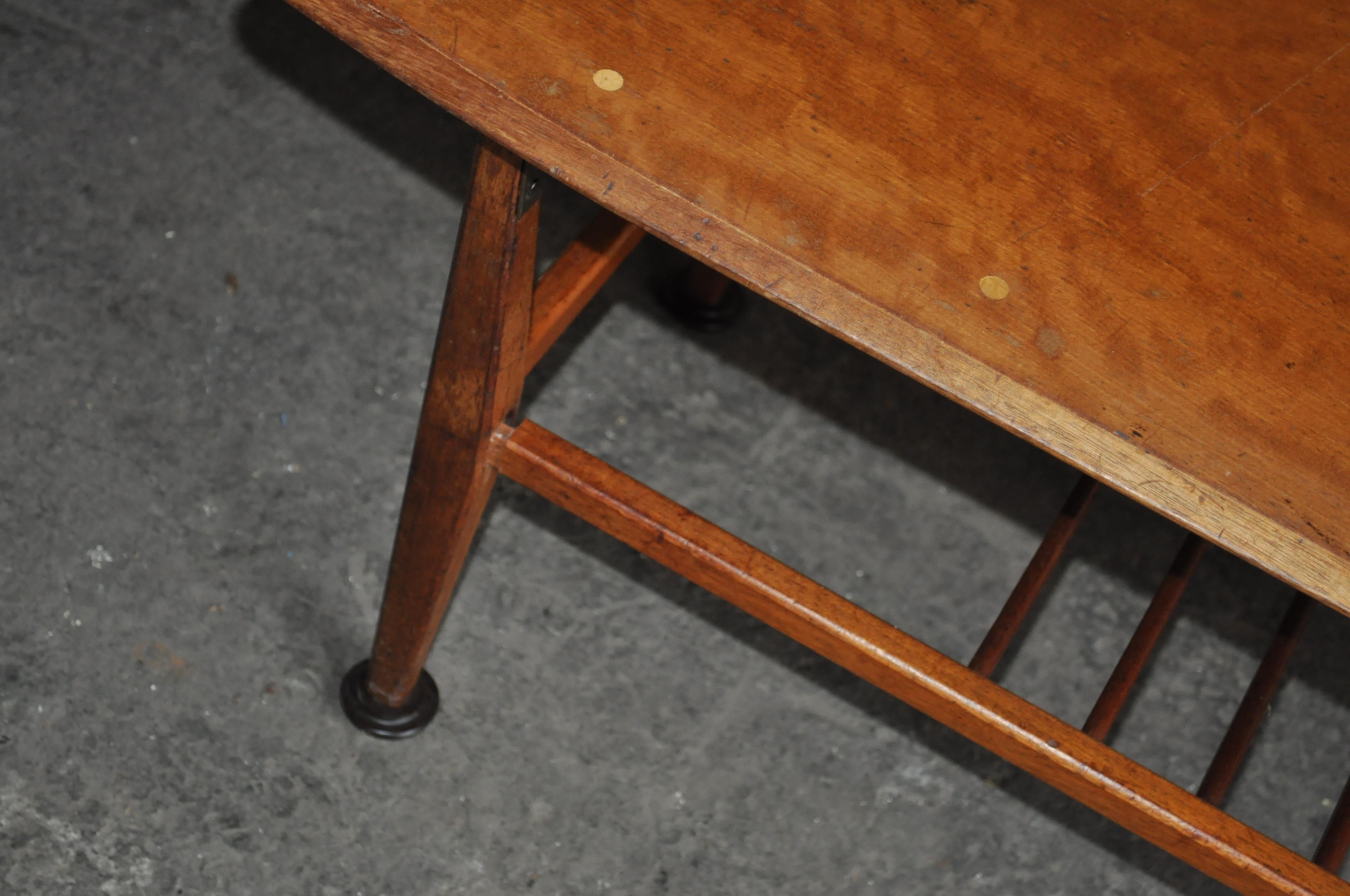 English Midcentury Teak Coffee Table Low Long with Magazine Shelf For Sale
