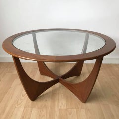 Midcentury Teak Coffee Table with Glass Top by G-Plan