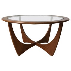 Midcentury Teak Coffee Table with Glass Top by G-Plan