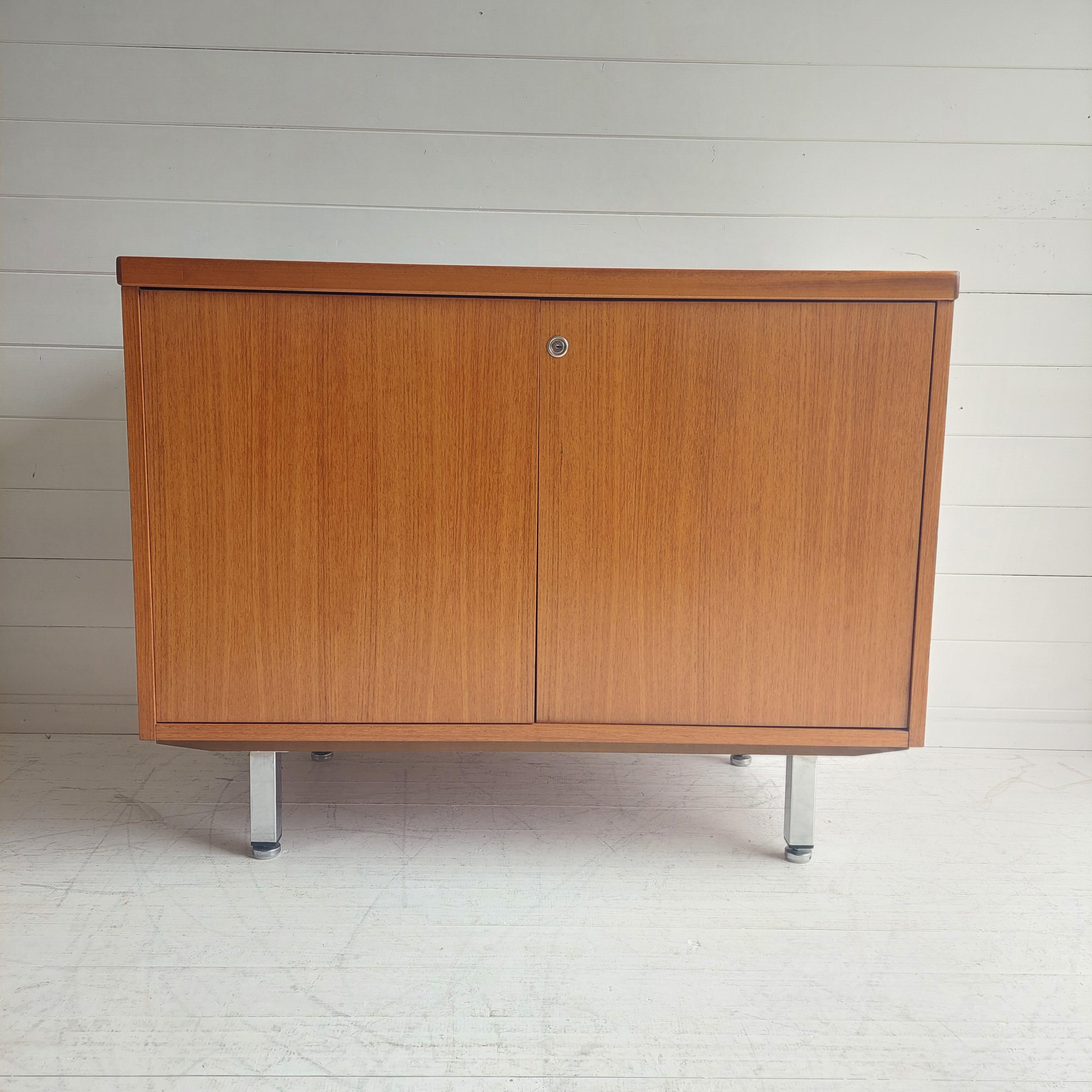Mid-Century Modern Teck Midcentury Compact Sideboard Office Drinks Unit Cabinet Cupboard 70s